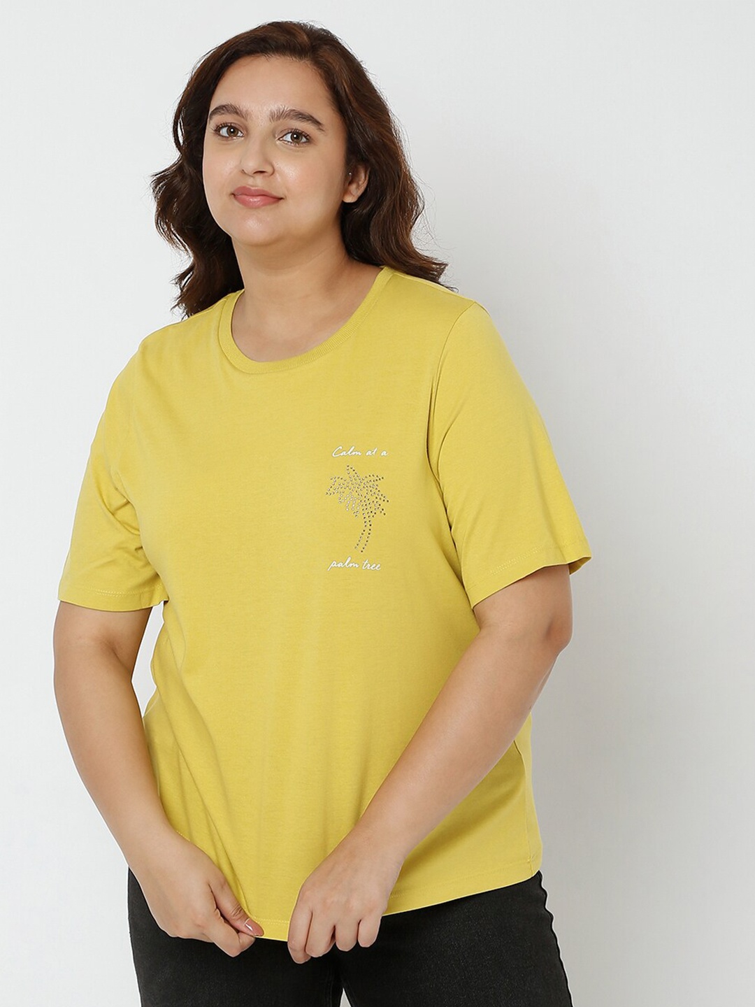 

VERO MODA CURVE Women Yellow T-shirt