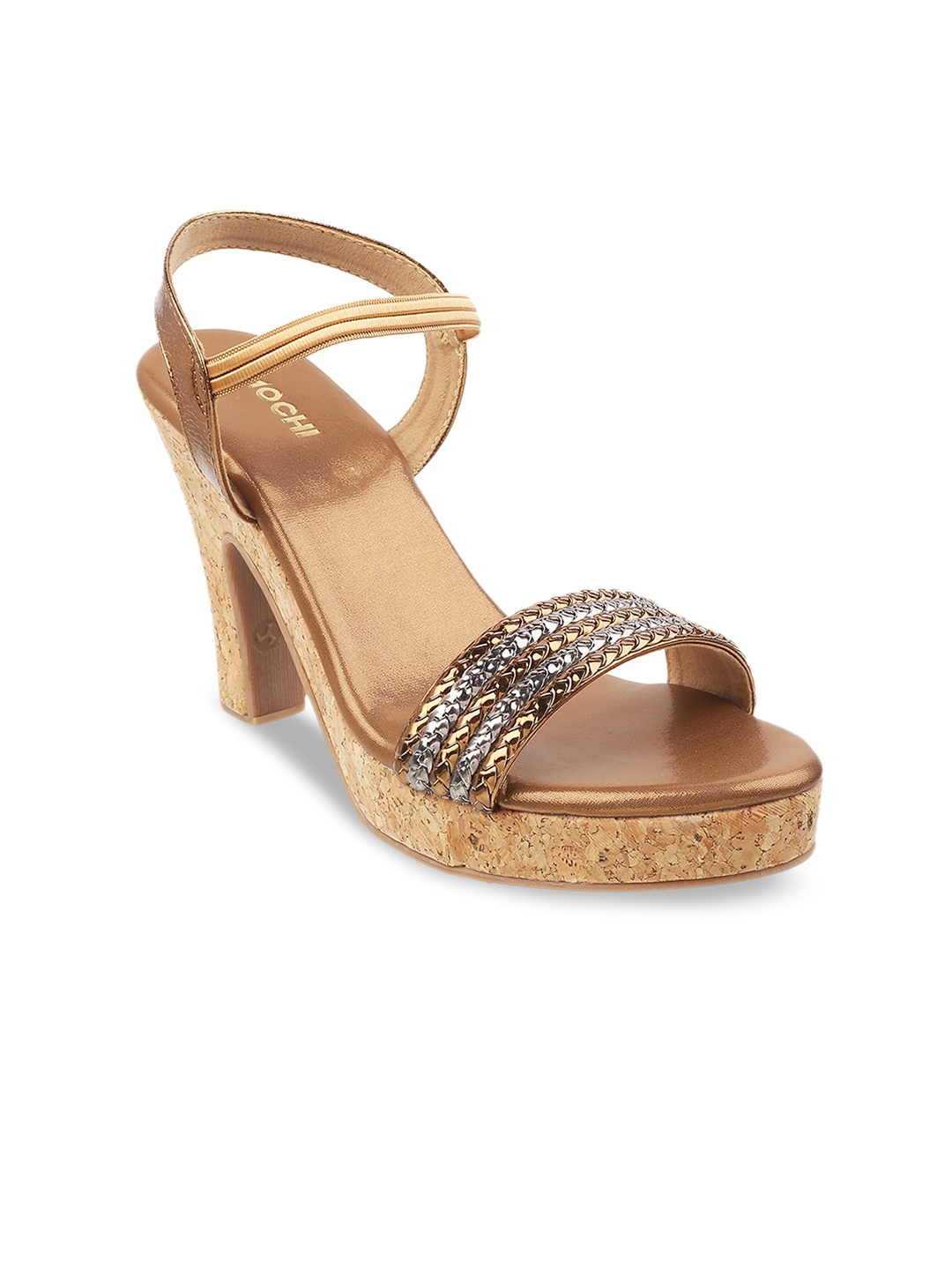 

Mochi Gold-Toned Textured Block Heels