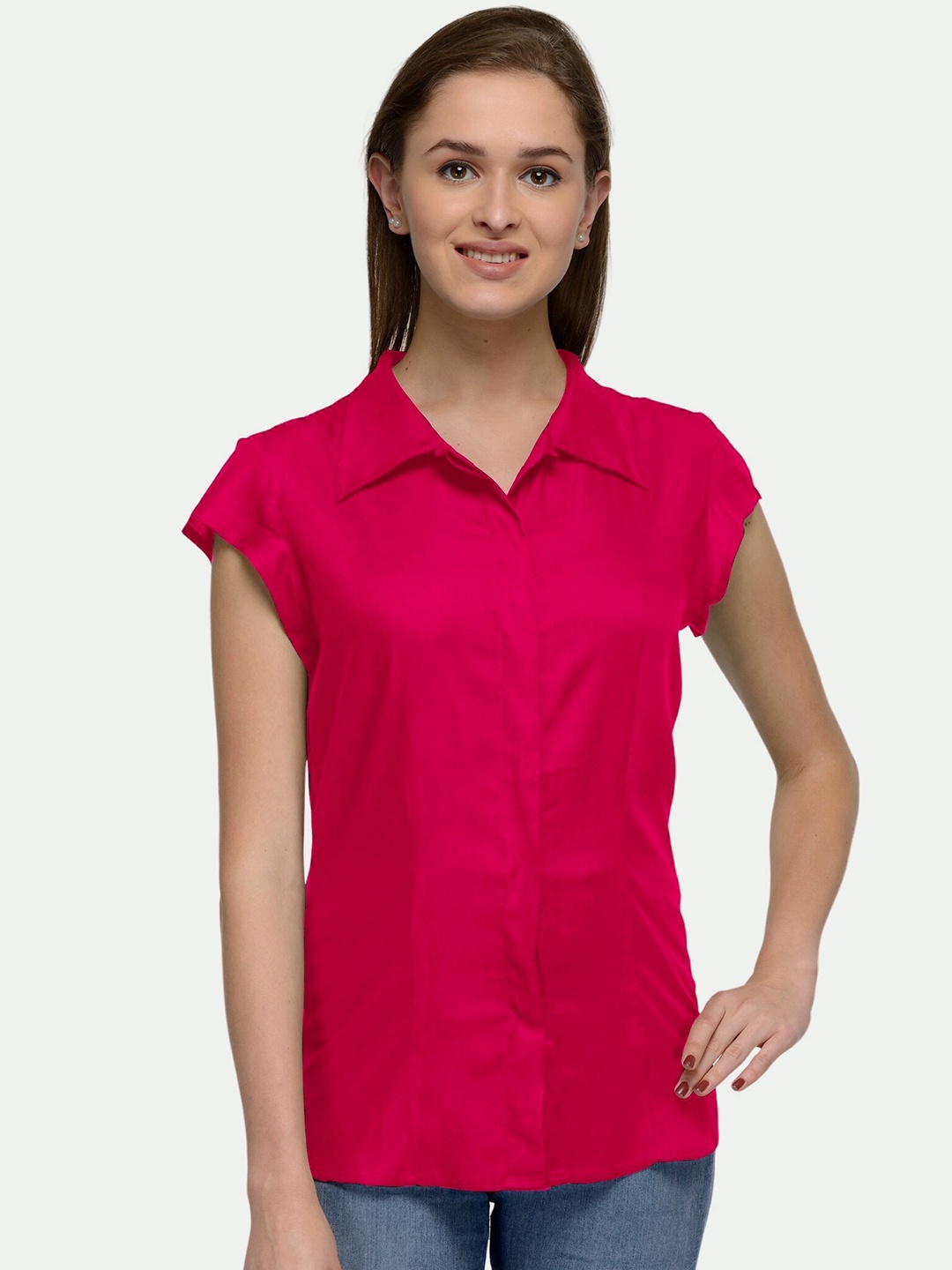 

PATRORNA Women Pink Solid Comfort Casual Shirt