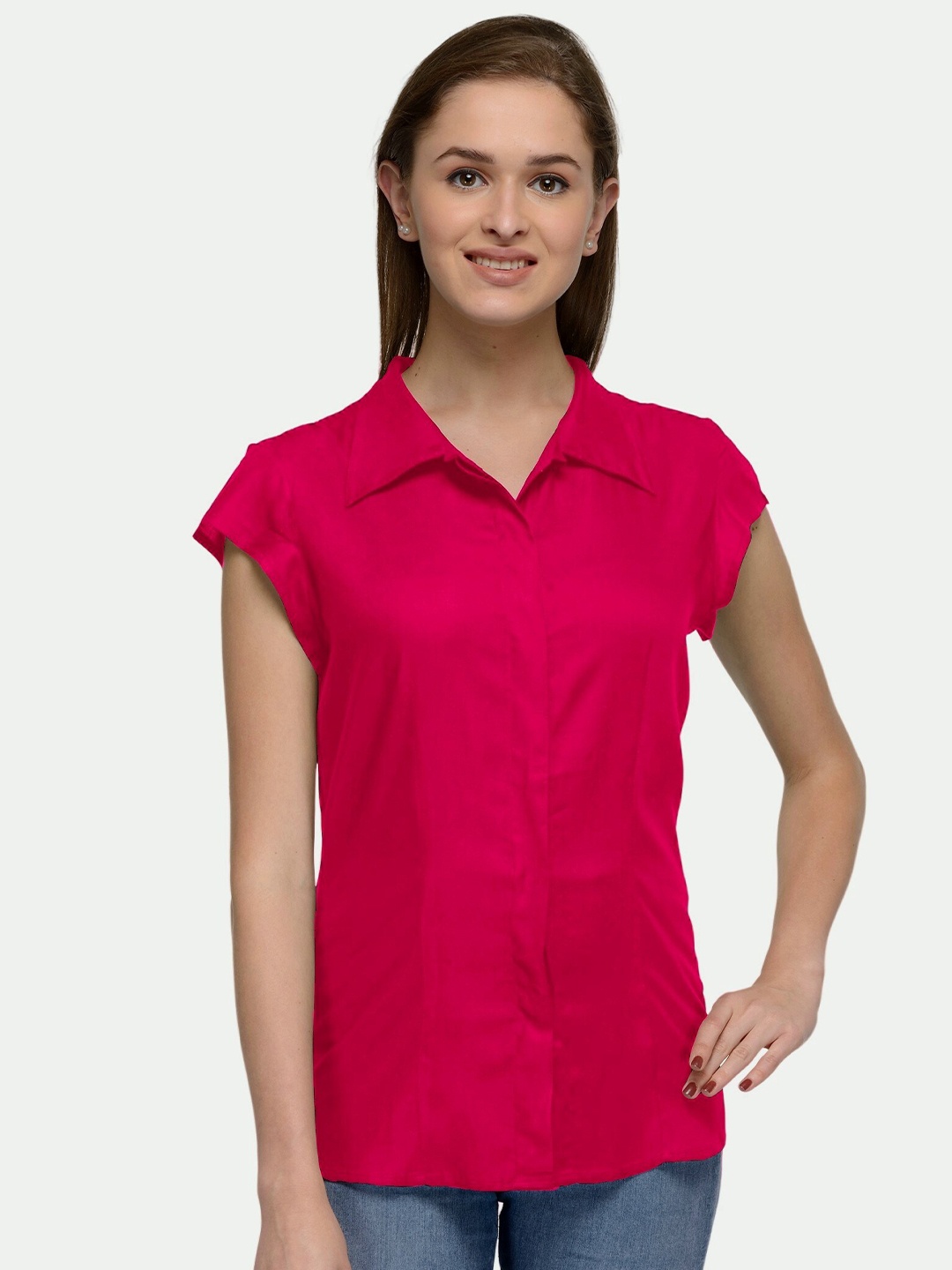 

PATRORNA Women Pink Solid Comfort Casual Shirt
