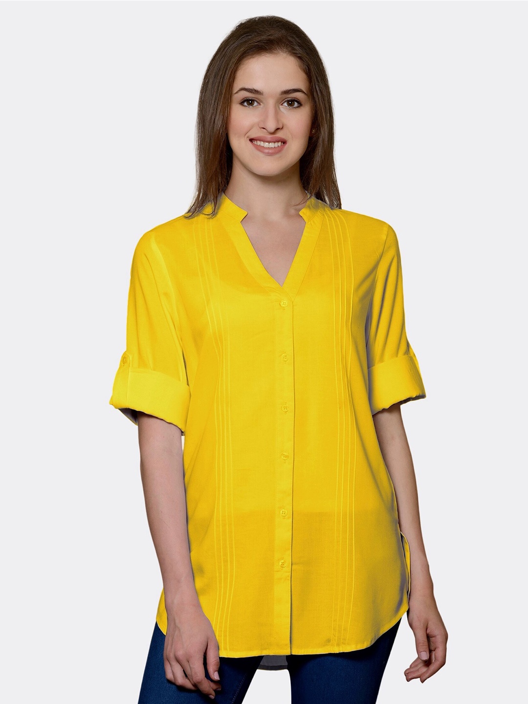 

PATRORNA Women Mustard Comfort Casual Shirt