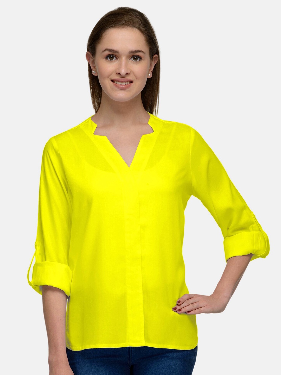 

PATRORNA Women Yellow Comfort Casual Shirt