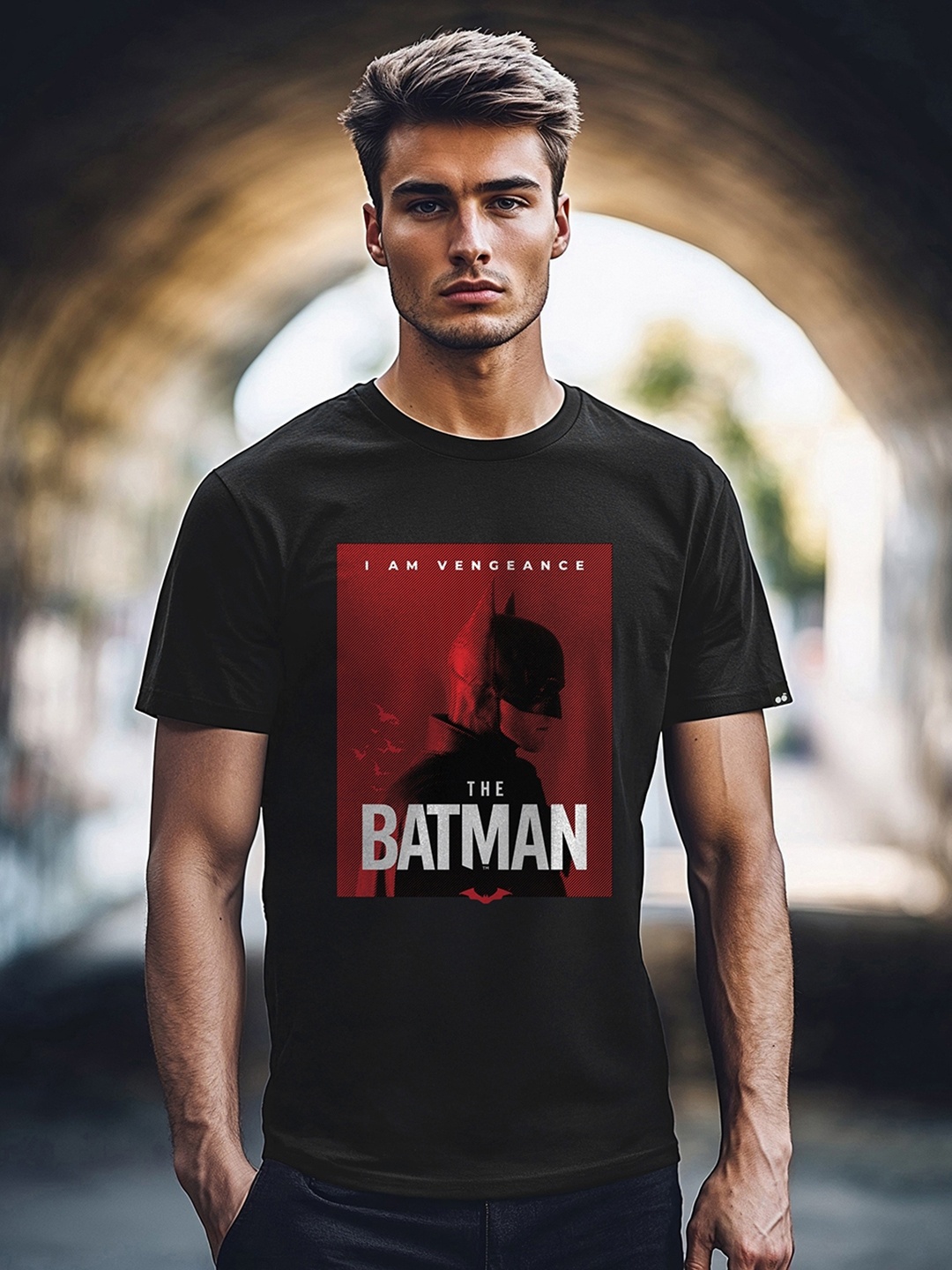 

Bewakoof Men's Batman Poster Graphic Printed T-shirt, Black