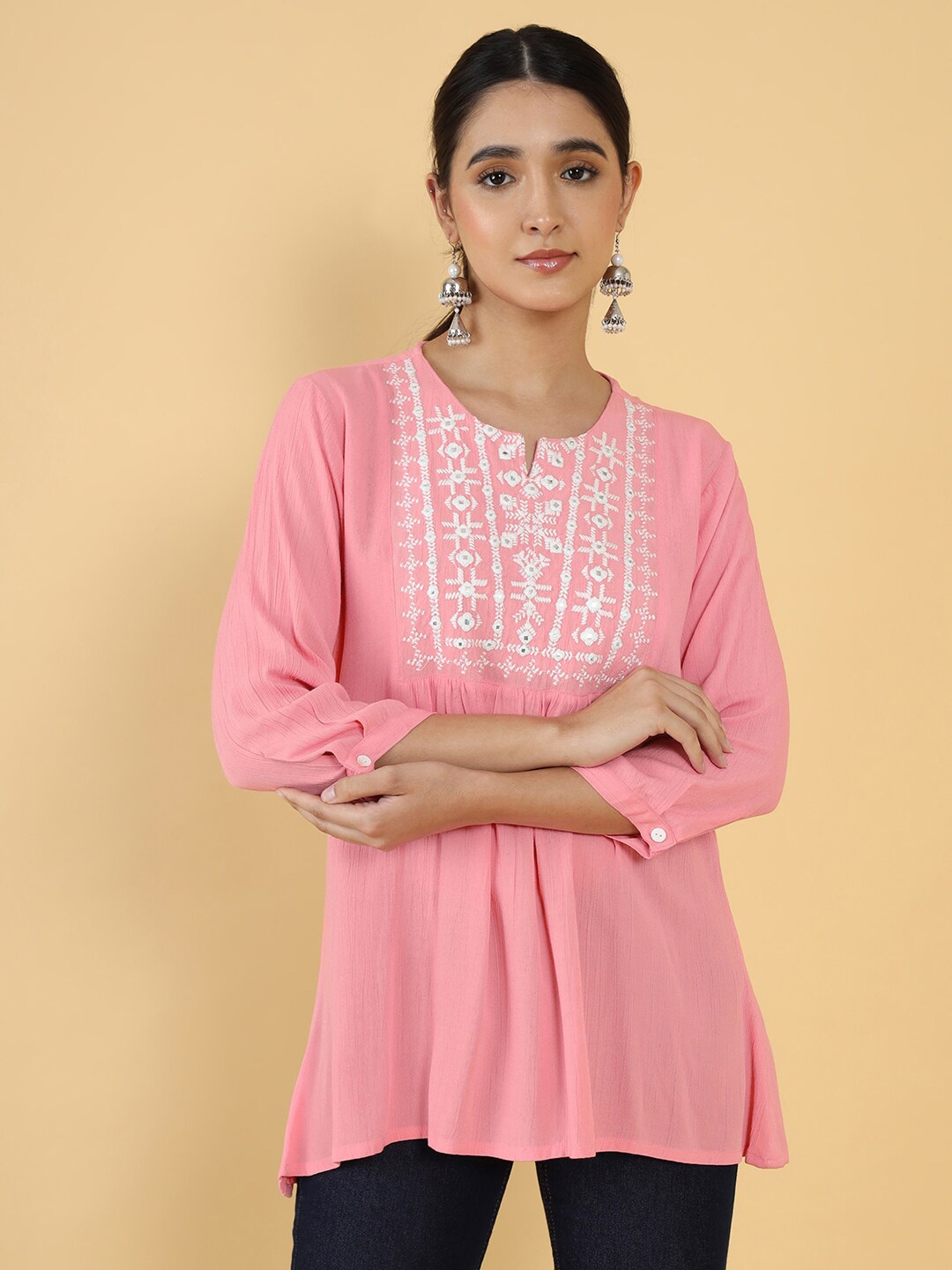 

Soch Pink & White Embroidered Tunic