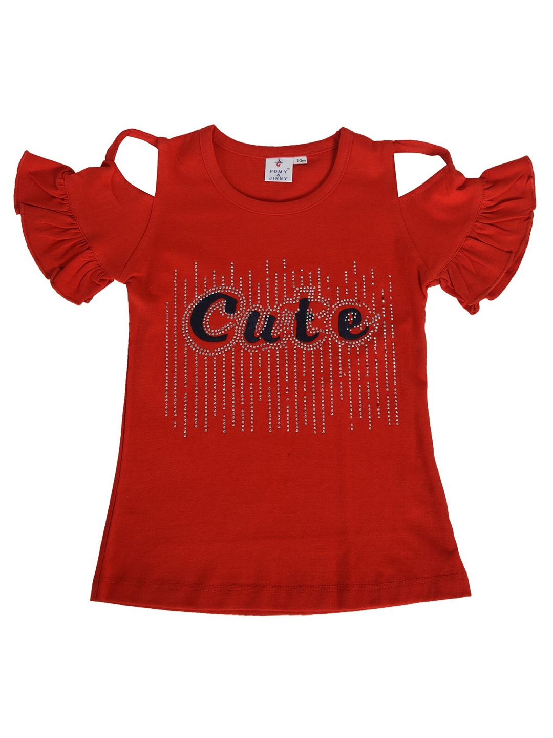 

POMY & JINNY Girls Red Embellished Pure Cotton Top
