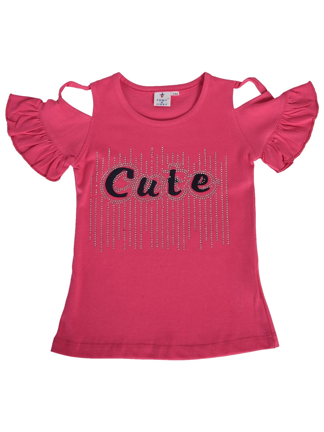

POMY & JINNY Girls Pink Embellished Pure Cotton Top