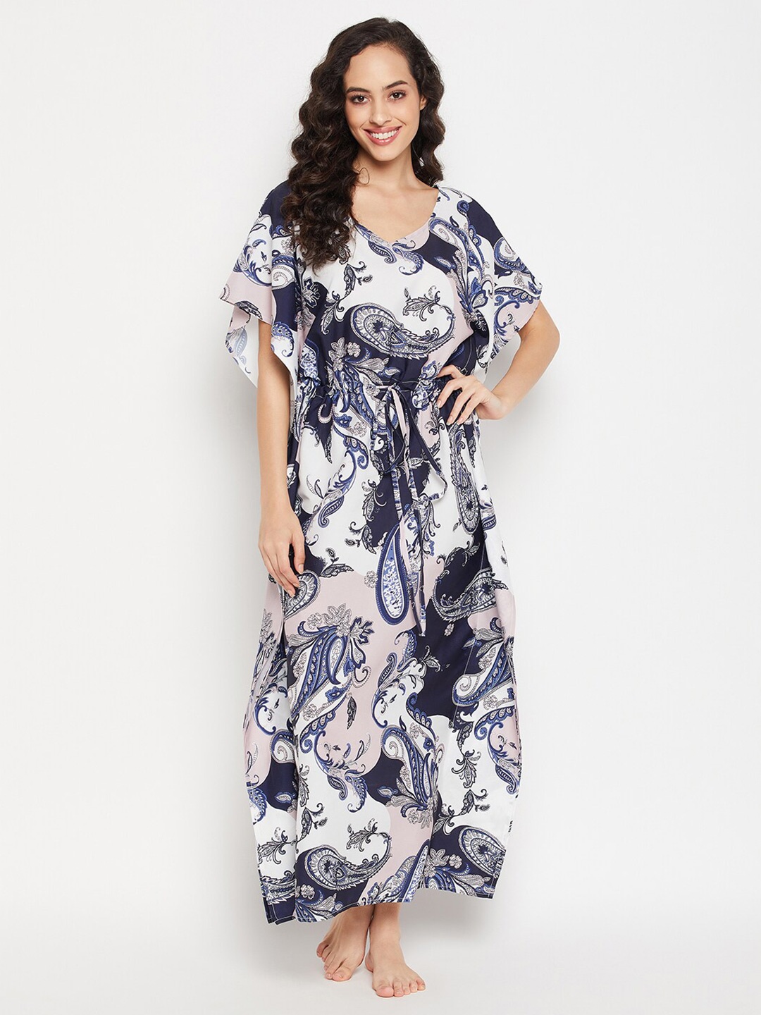 

Clovia White Printed Maxi Nightdress
