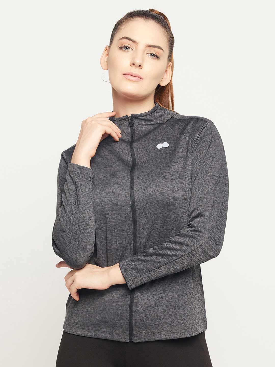 

Clovia Women Grey Lightweight Training or Gym Sporty Jacket