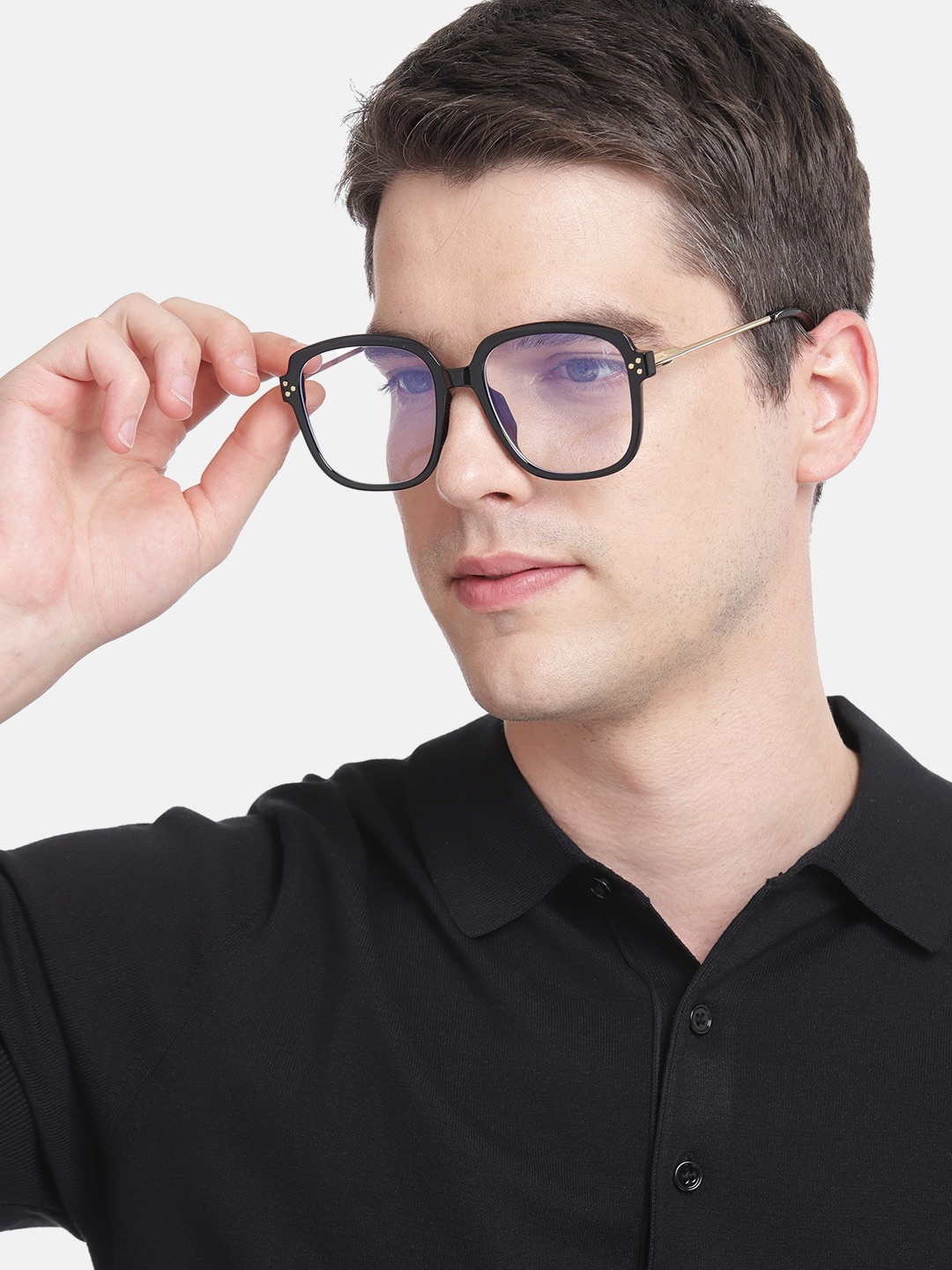 

Voyage Unisex Black & Gold-Toned Full Rim Oversized Frames