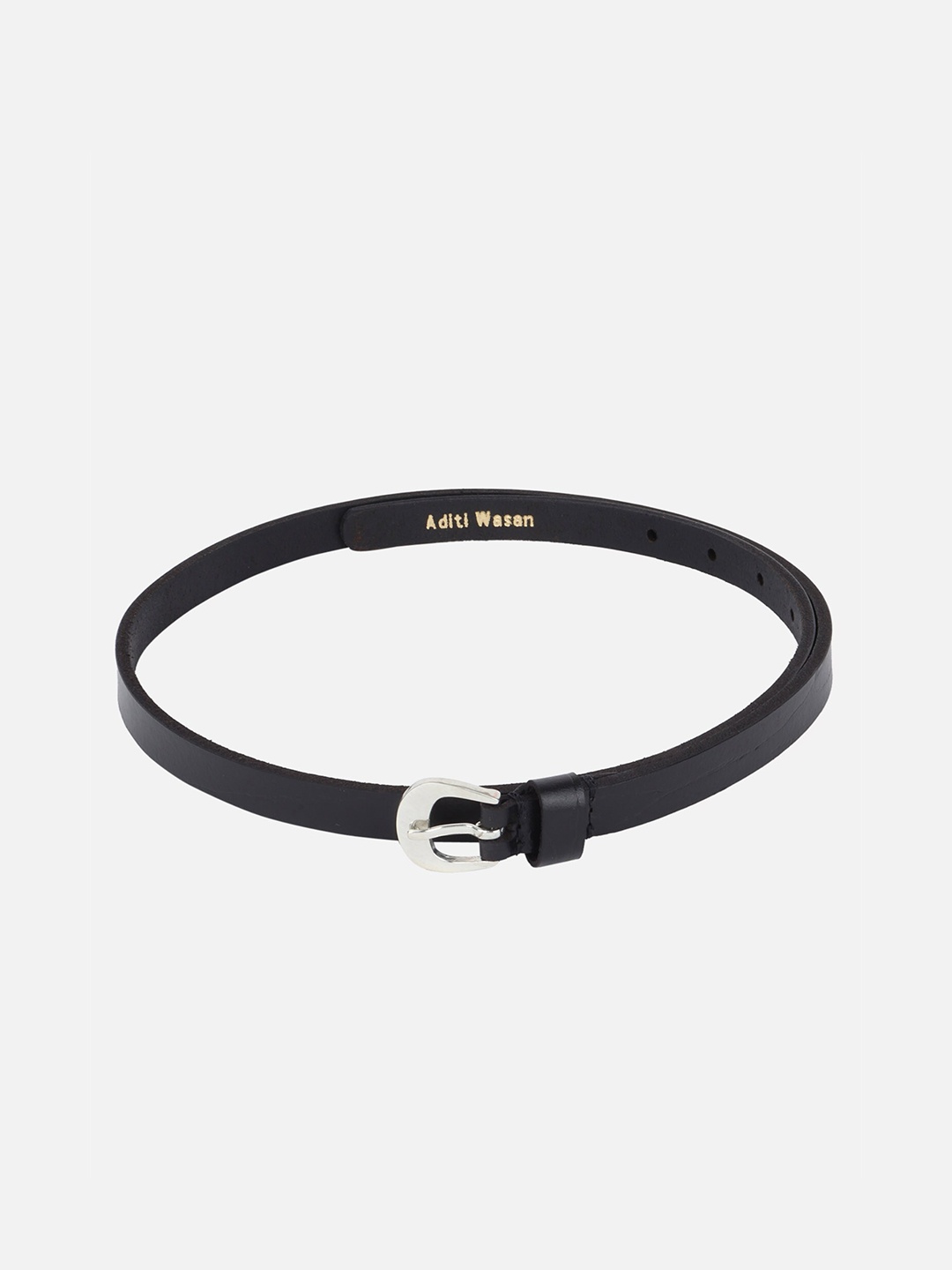 

Aditi Wasan Women Textured Leather Formal Belt, Black