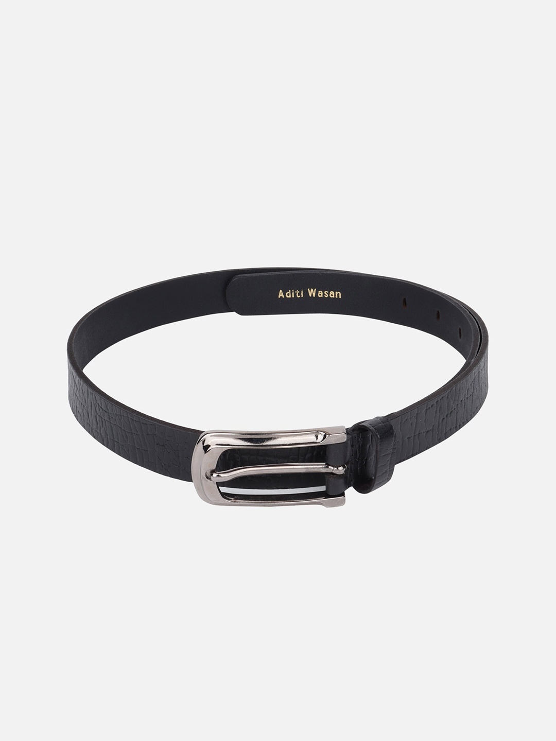 

Aditi Wasan Women Textured Leather Formal Belt, Black