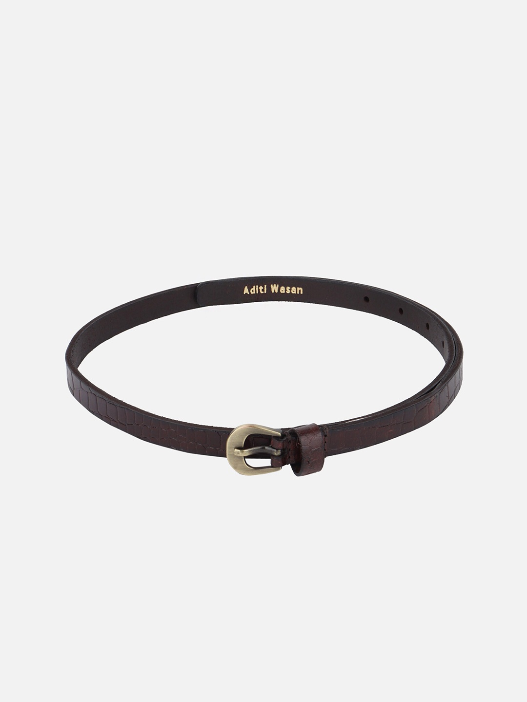 

Aditi Wasan Women Textured Leather Formal Belt, Brown