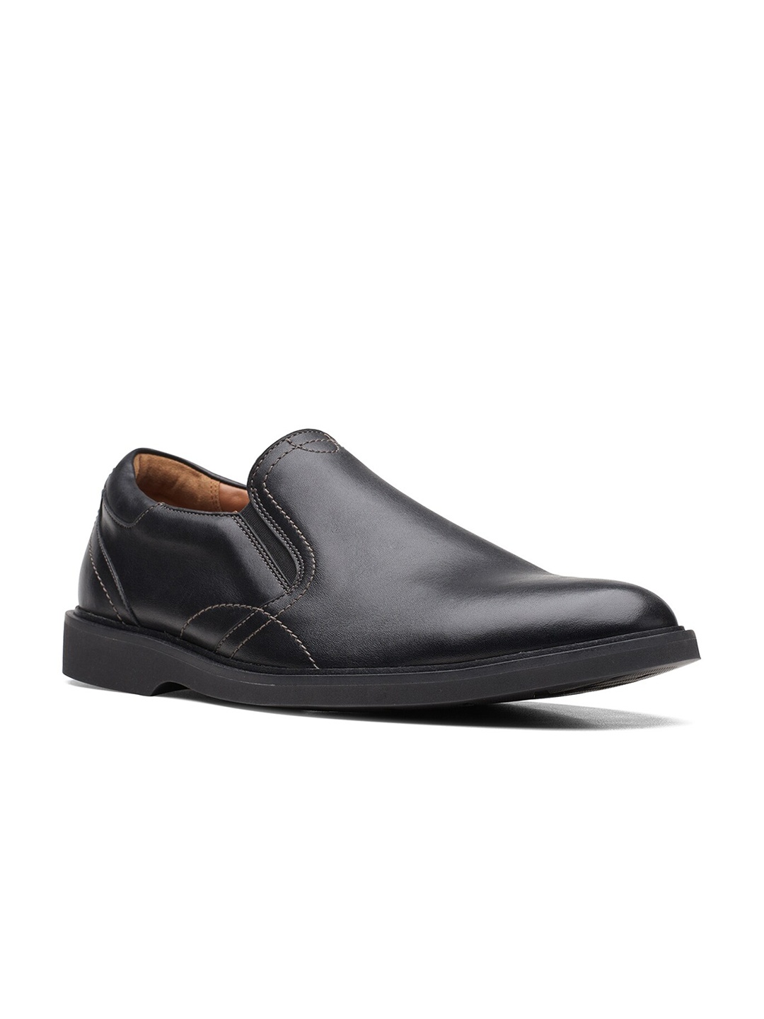 

Clarks Men Black Solid Leather Formal Slip On Shoes