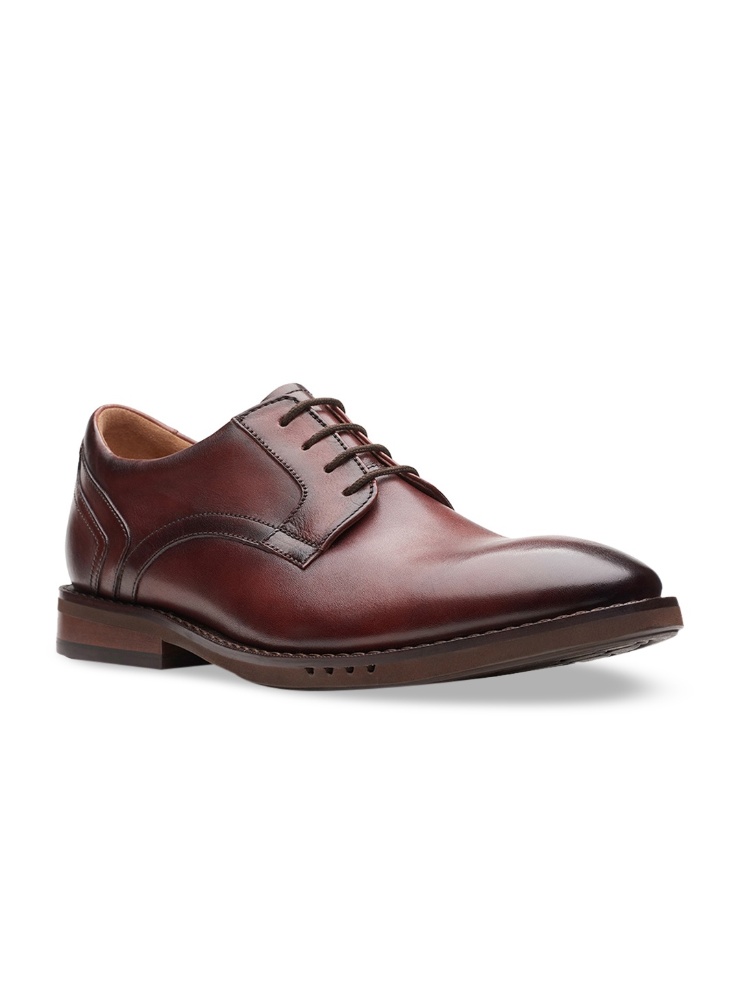 

Clarks Men Brown Solid Leather Formal Derbys