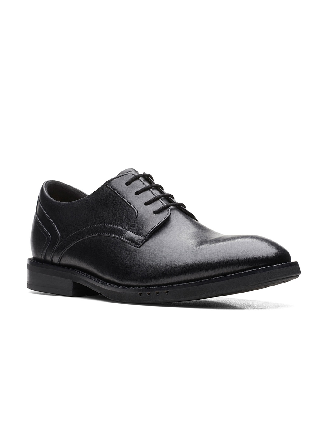 

Clarks Men Black Solid Leather Formal Derbys