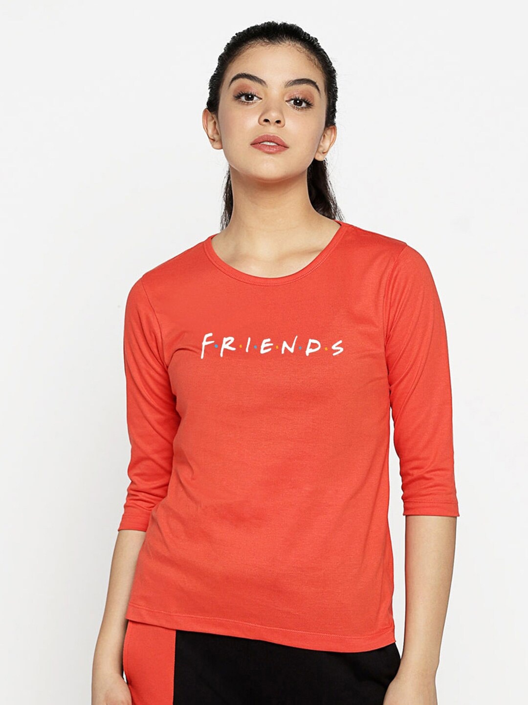 

Bewakoof Women Red Slim Fit Cotton Typography Printed T-shirt