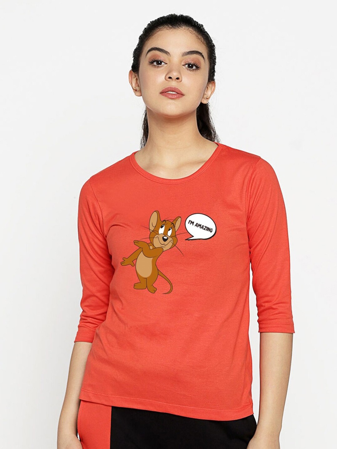 

Bewakoof Women Red Jerry Printed T-shirt