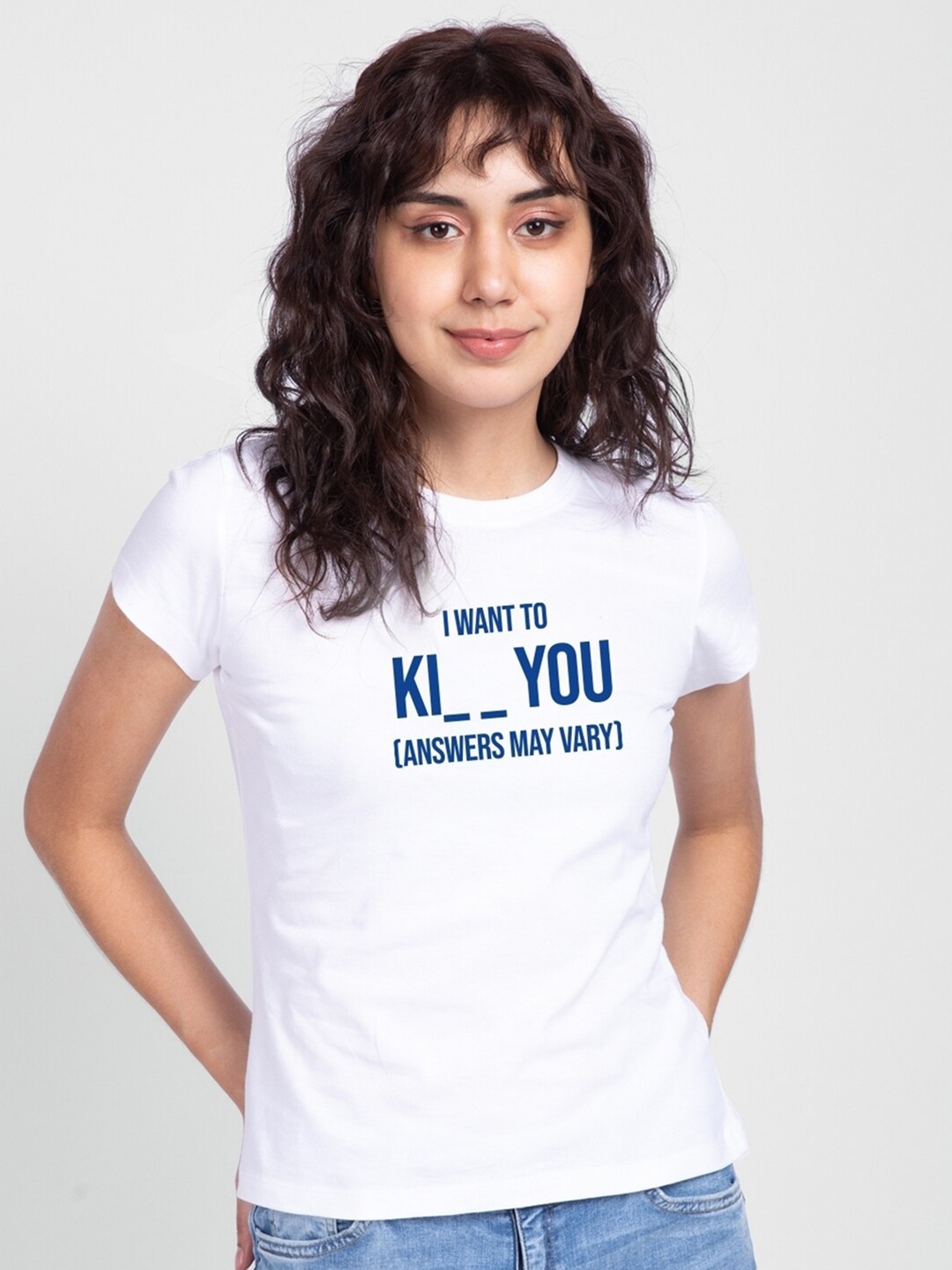 

Bewakoof Women White Typography Printed T-shirt
