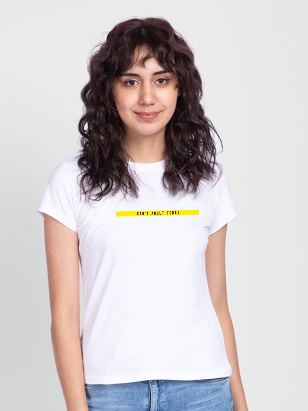 

Bewakoof Women White Solid T-shirt