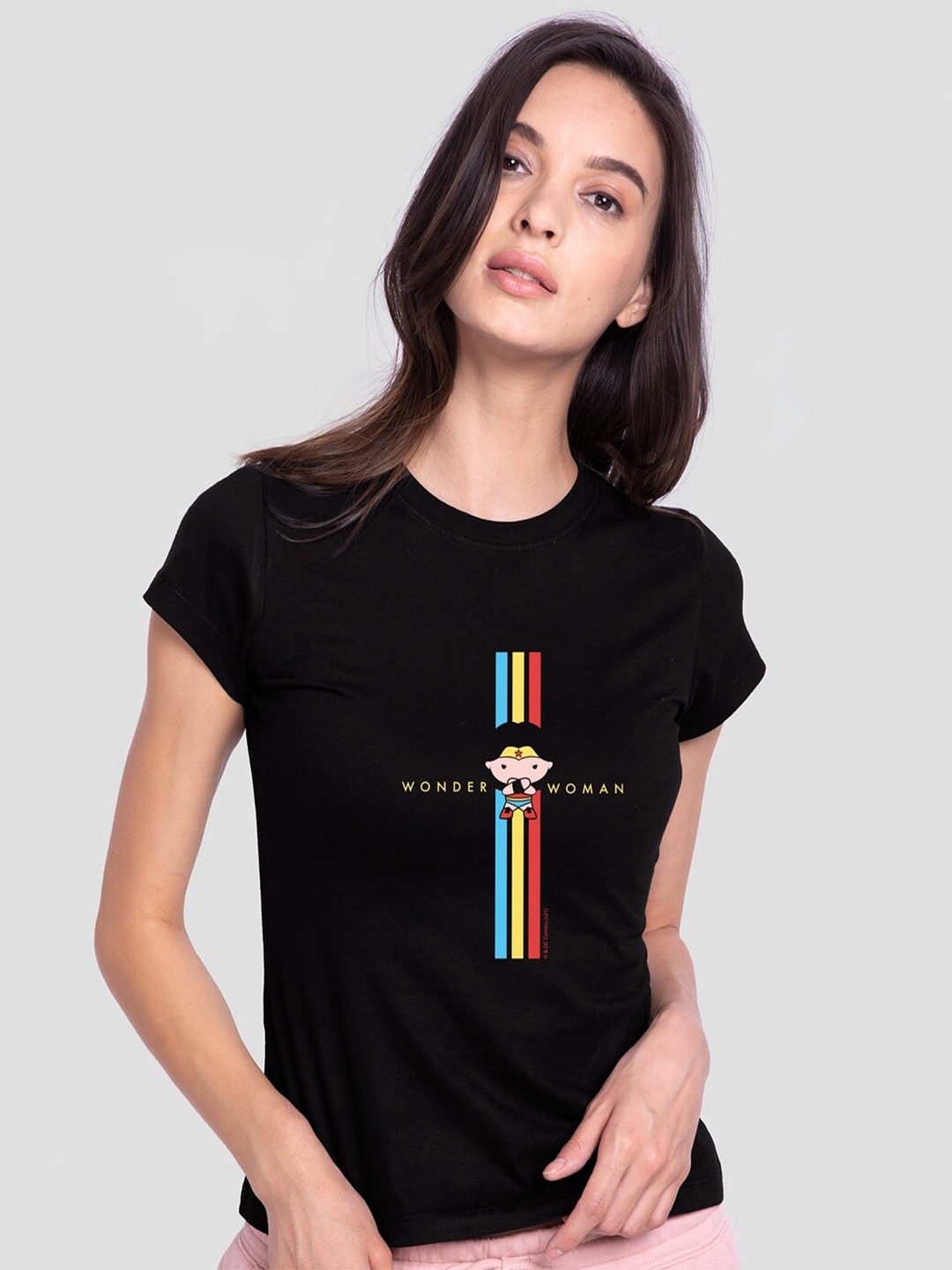 

Bewakoof Women Black Henley Neck Extended Sleeves Slim Fit T-shirt