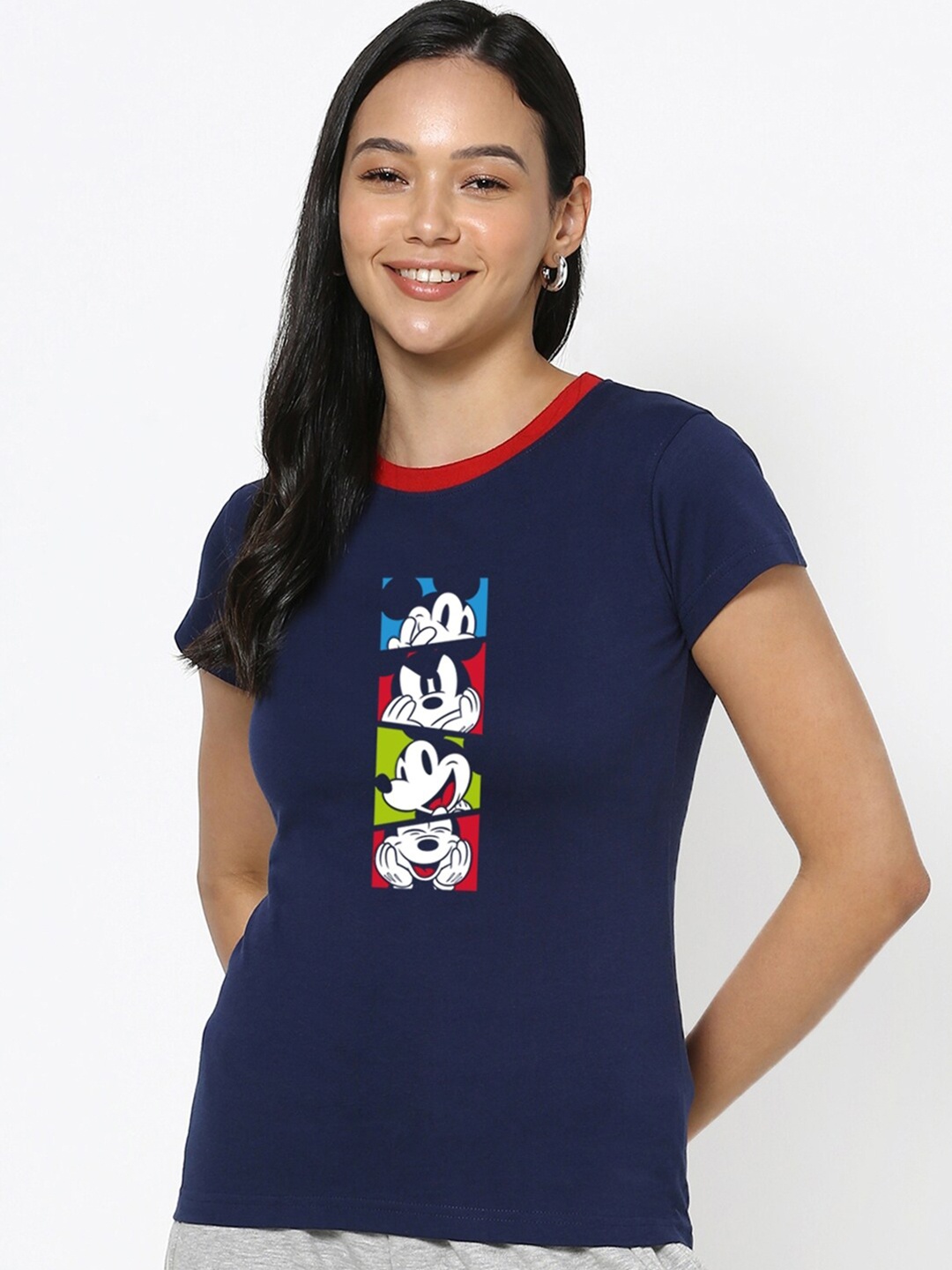 

Bewakoof Women Blue Typography Printed T-shirt