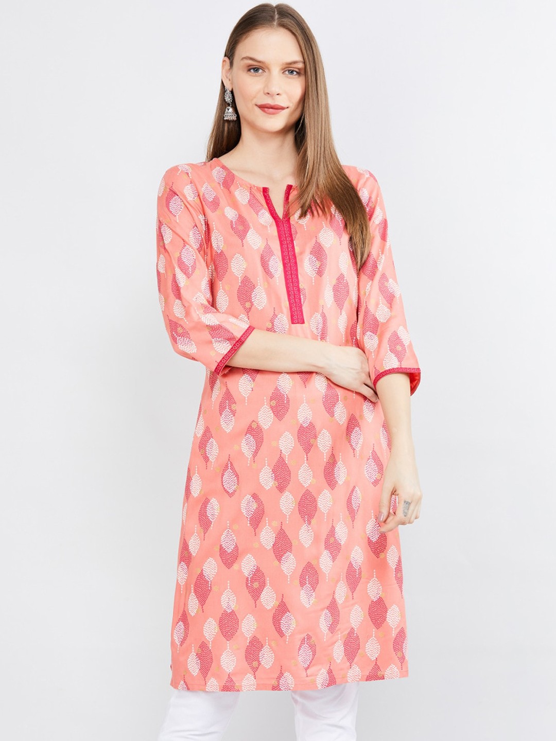 

max Women Coral Ethnic Motifs Printed Kurta