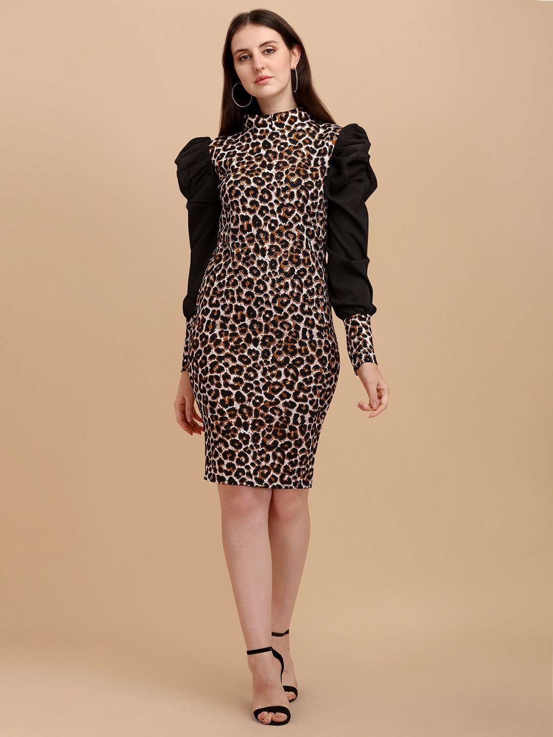 

Paralians Brown Animal Sheath Dress