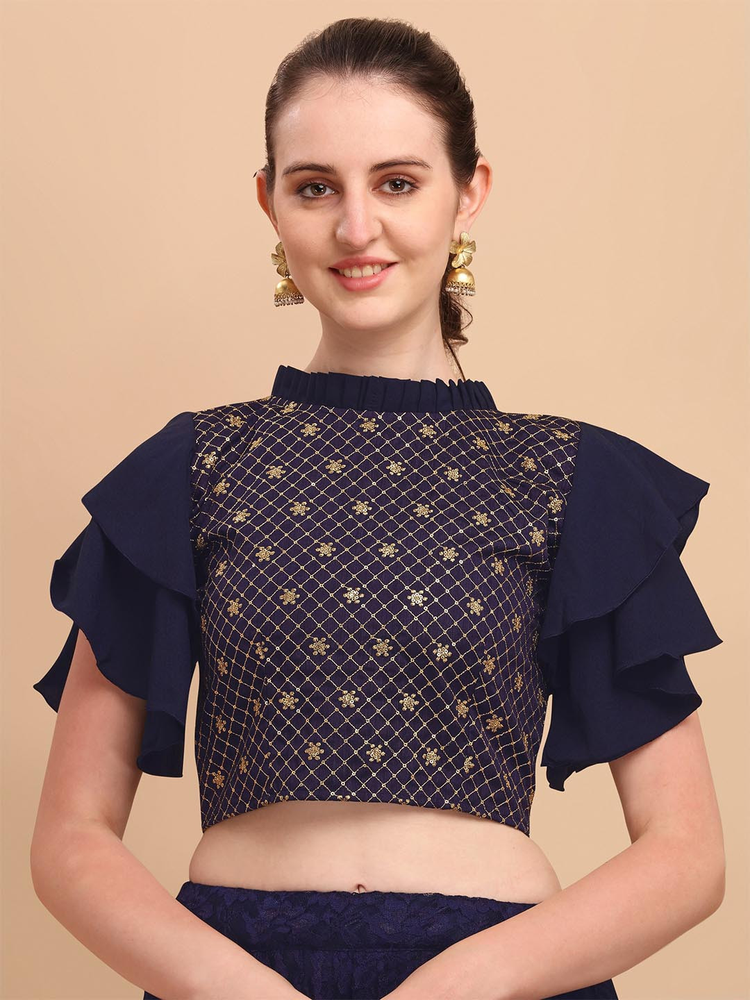 

Paralians Blue Crepe Crop Top