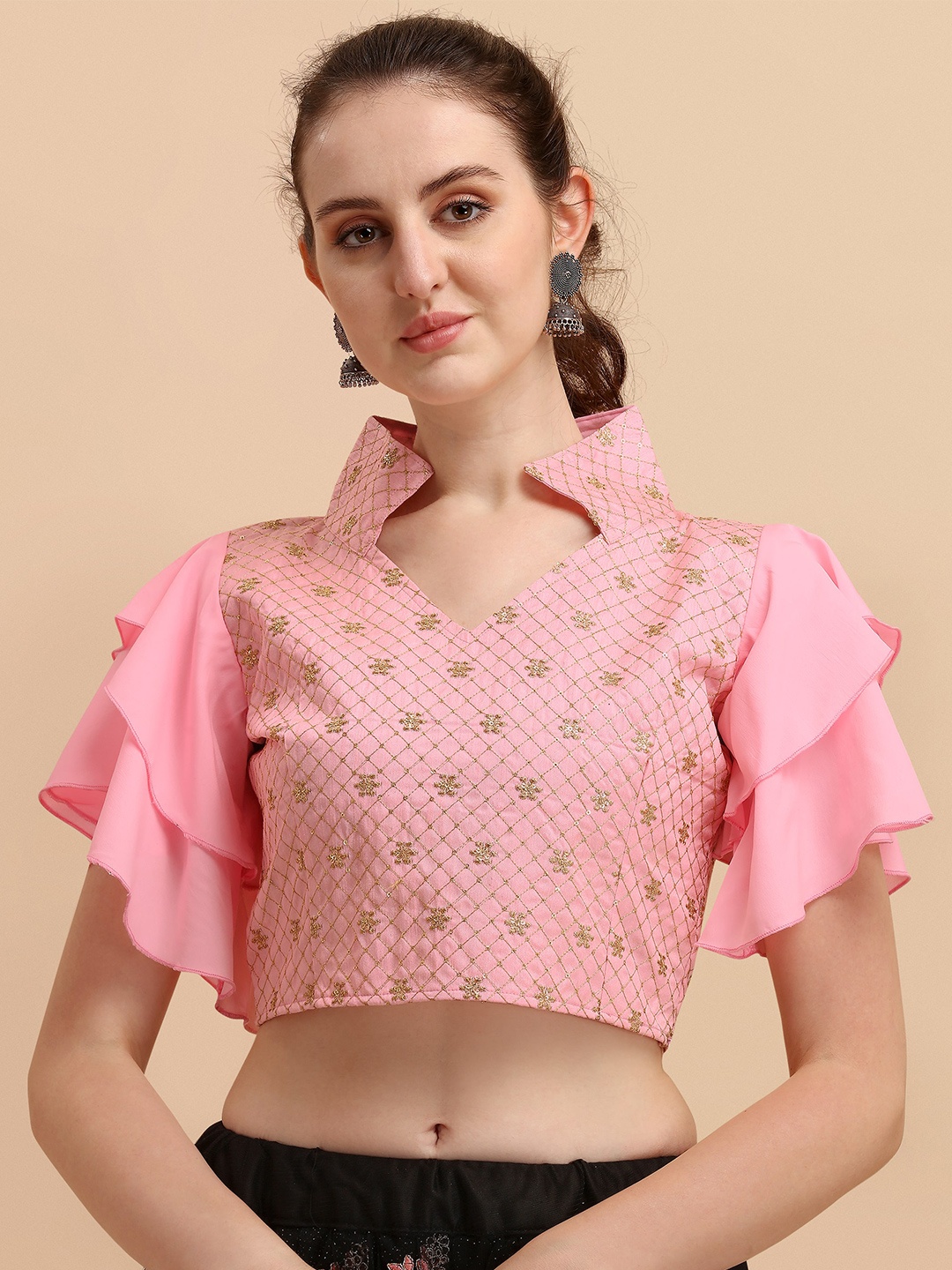 

Paralians Pink Crepe Crop Top