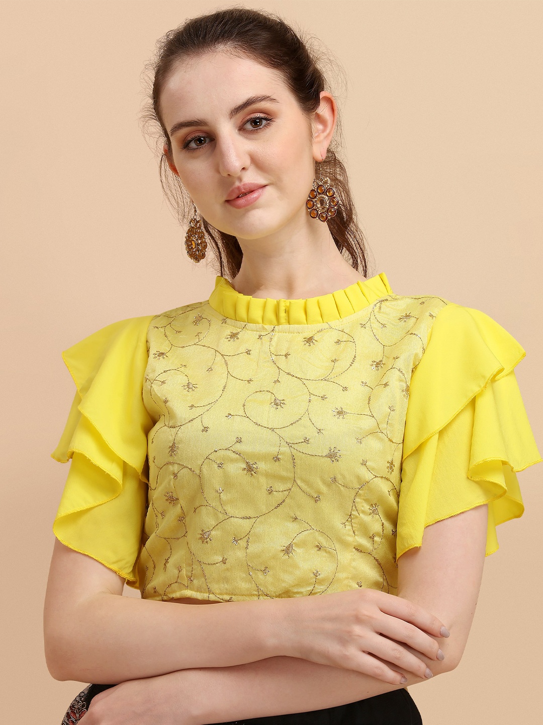 

Paralians Yellow Crepe Top