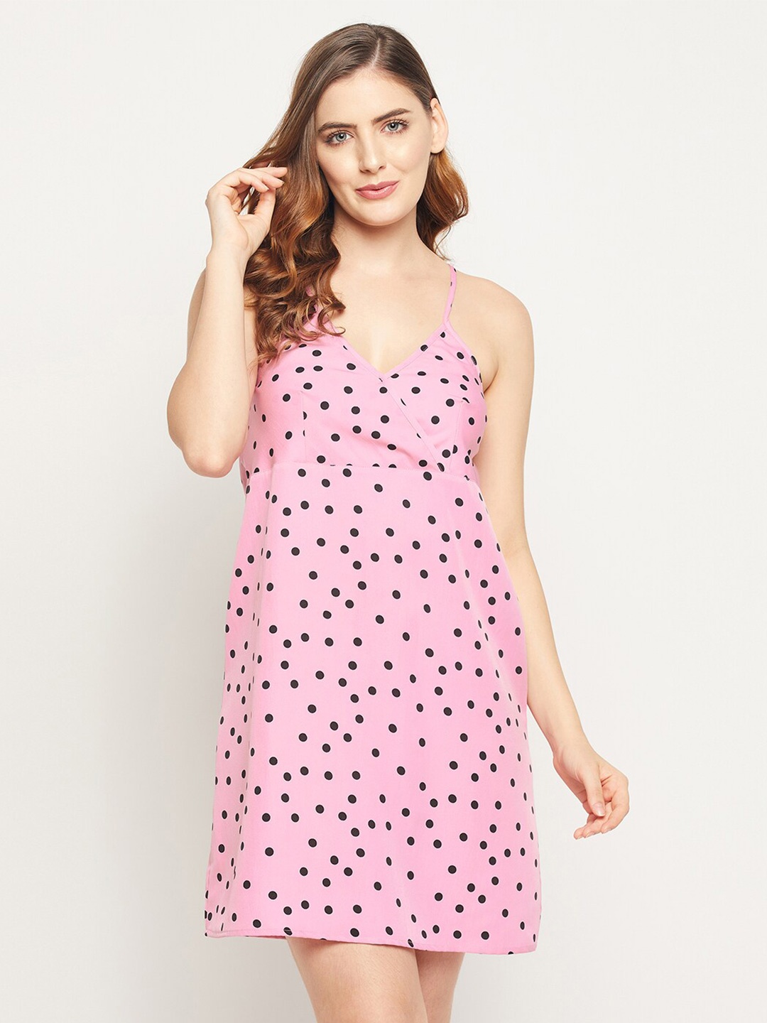 

Clovia Polka Print Beach Dress, Pink