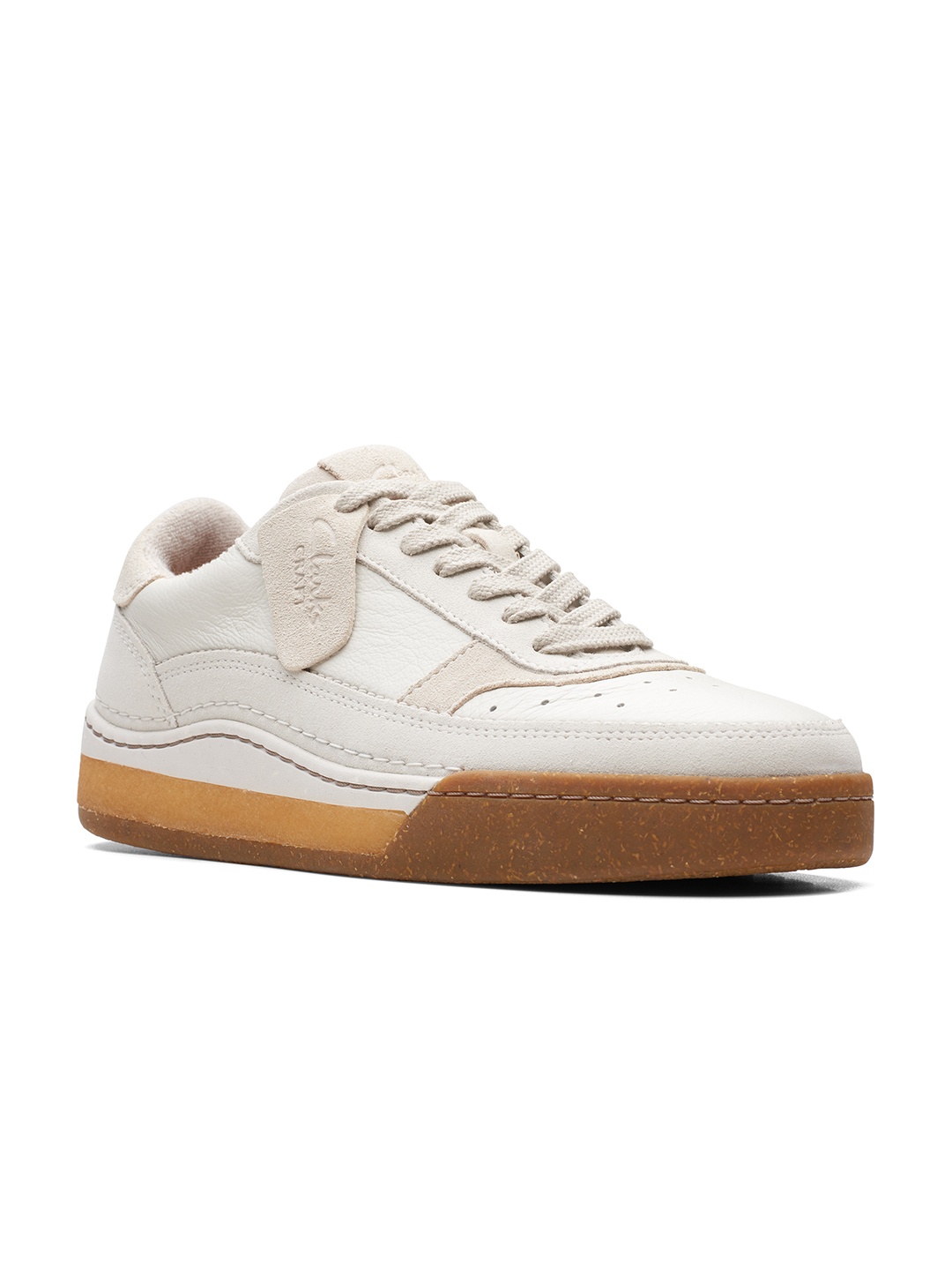 

Clarks Men White Colourblocked Leather Sneakers