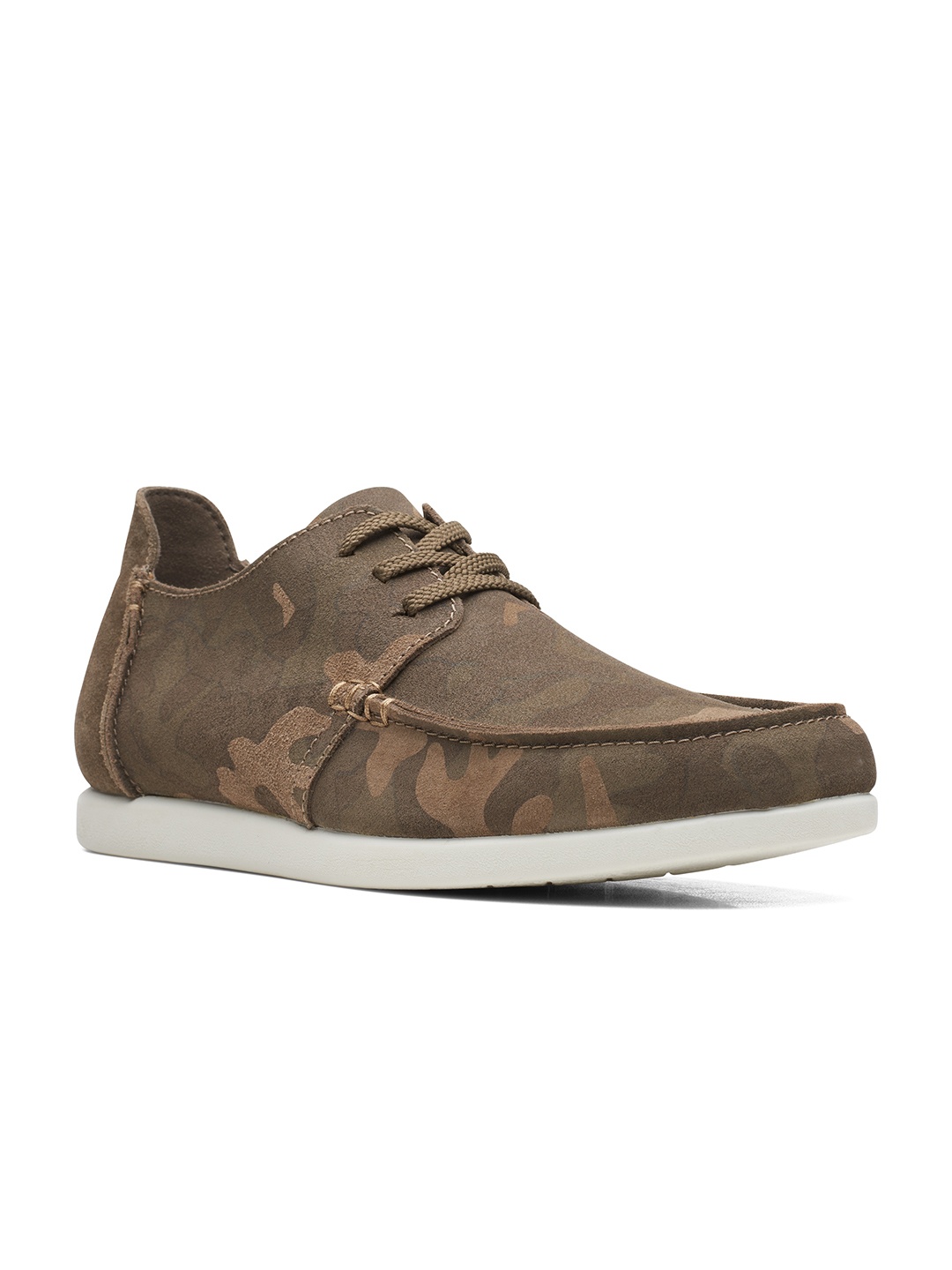 

Clarks Men Camo Green Printed Suede Sneakers