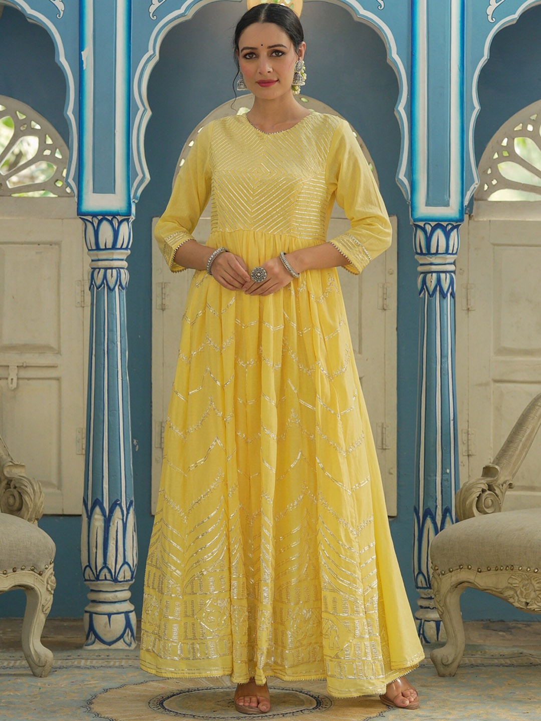 

Juniper Women Yellow Gotta Work Cotton Ethnic Dress