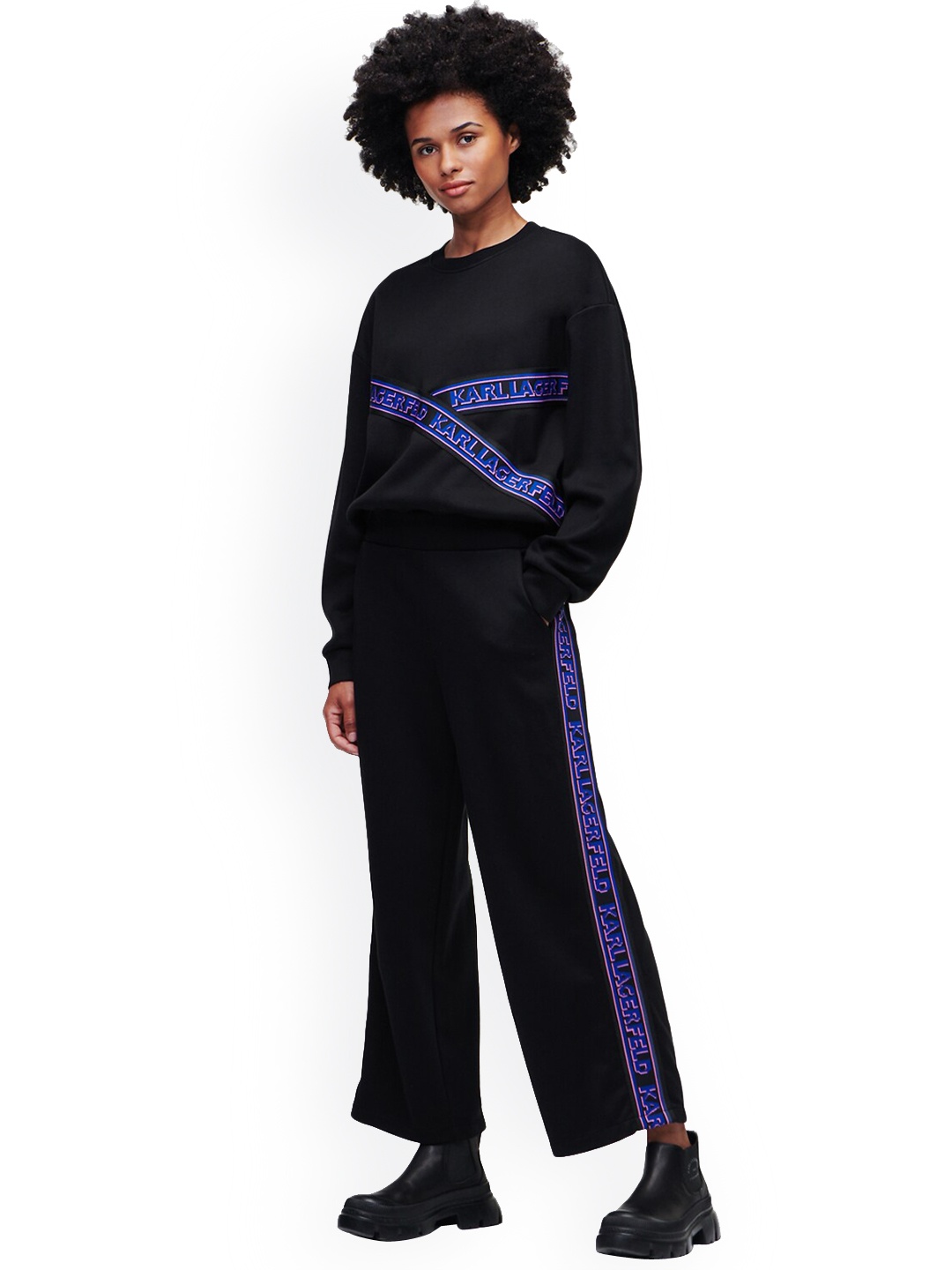 

Karl Lagerfeld Women Black Solid Straight Fit Track Pants