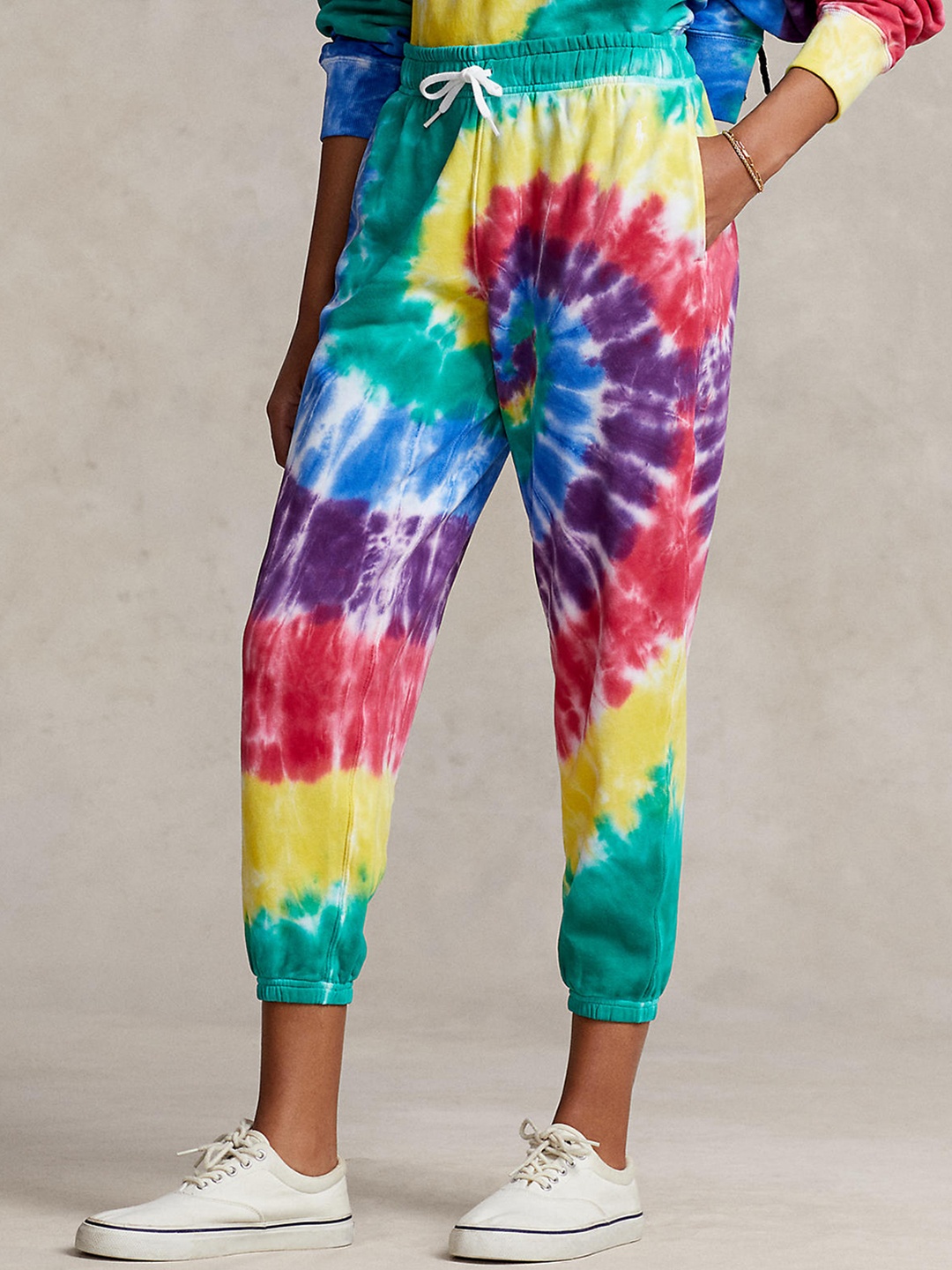 

Polo Ralph Lauren Women Blue & Green Tie-Dye Printed Cotton Joggers