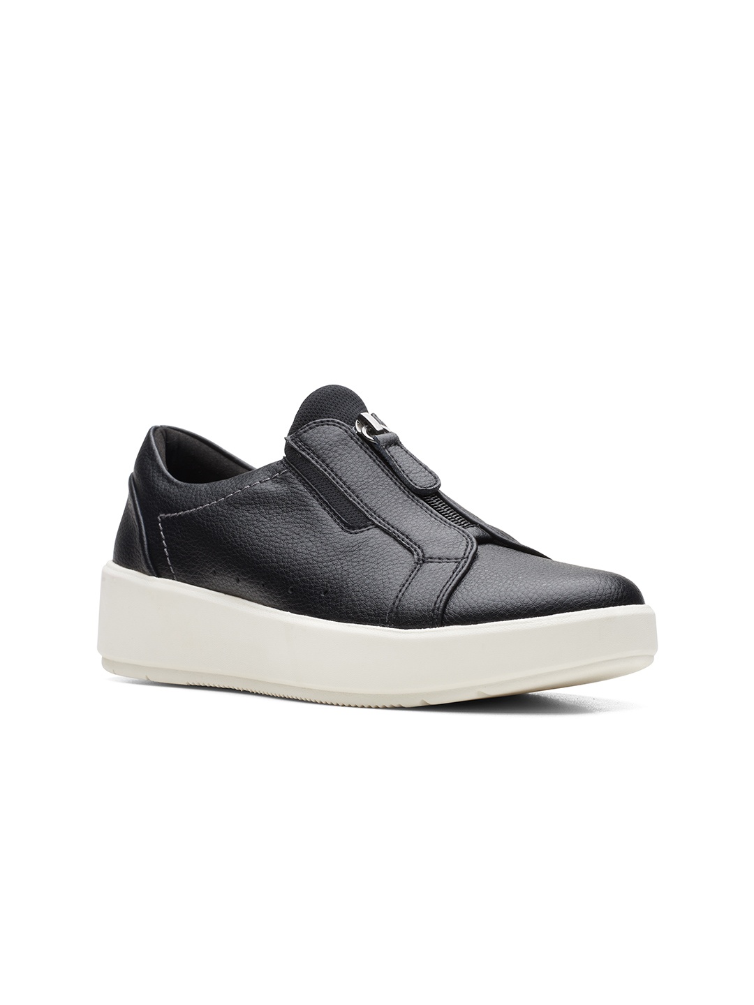 

Clarks Women Black Textured Leather Slip-On Sneakers