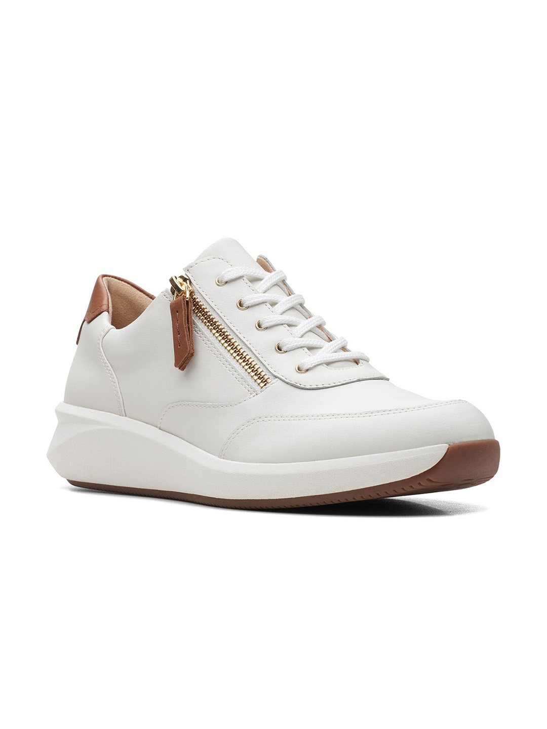 

Clarks Women White Leather Sneakers
