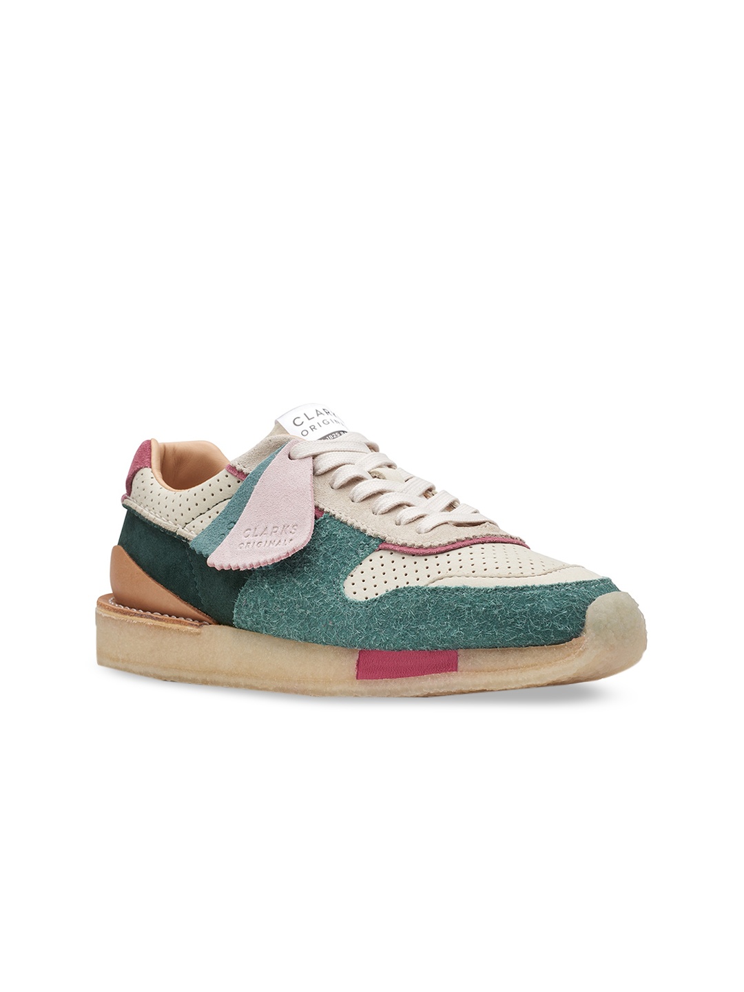 

Clarks Women Green Colourblocked Nubuck Sneakers