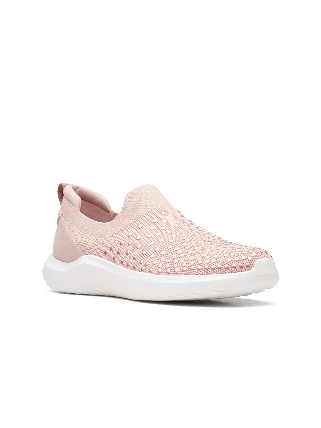 

Clarks Women Peach-Coloured Woven Design Slip-On Sneakers