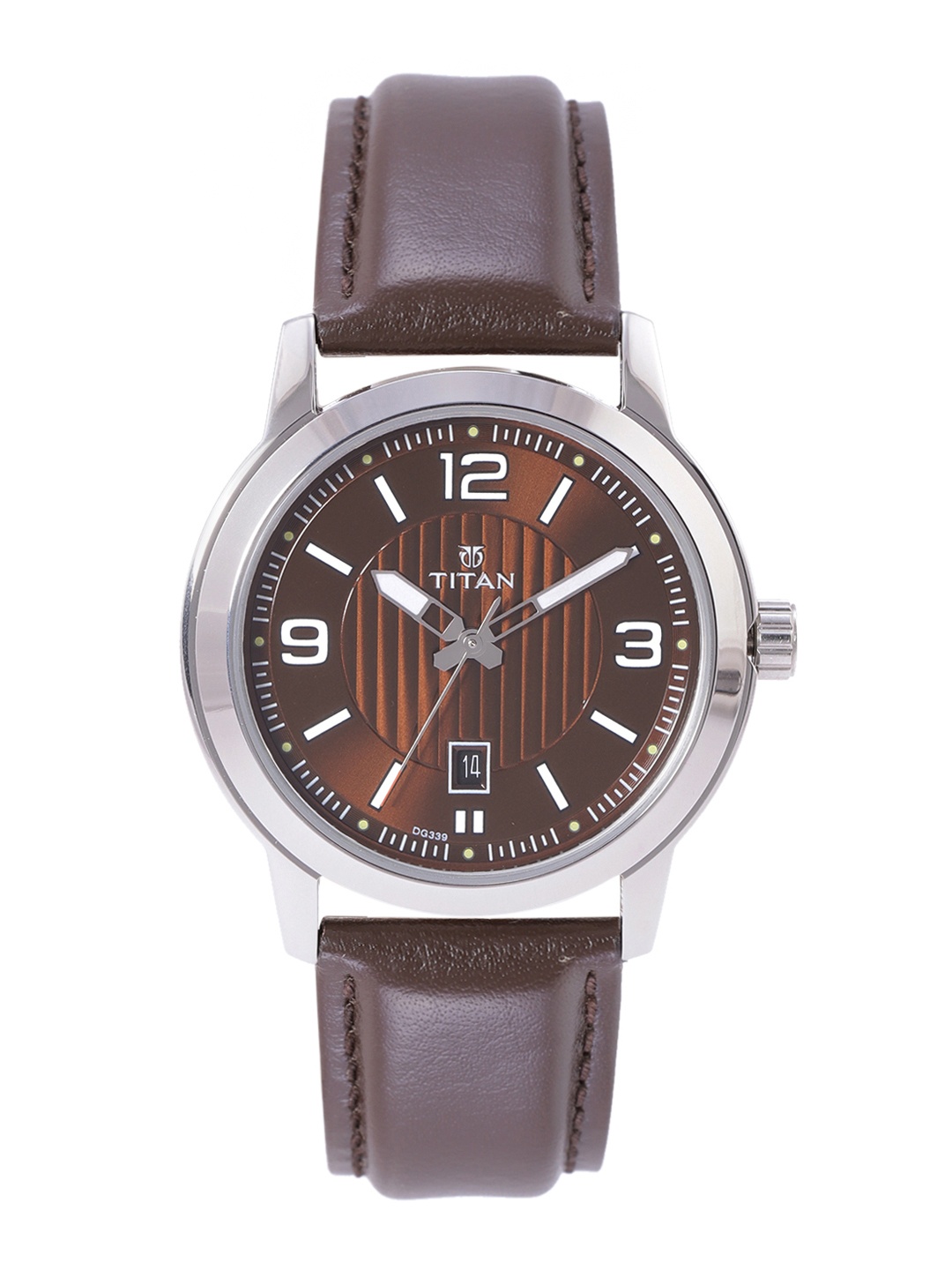 

Titan Men Patterned Dial & Leather Straps Analogue Watch- 1730SL03, Brown