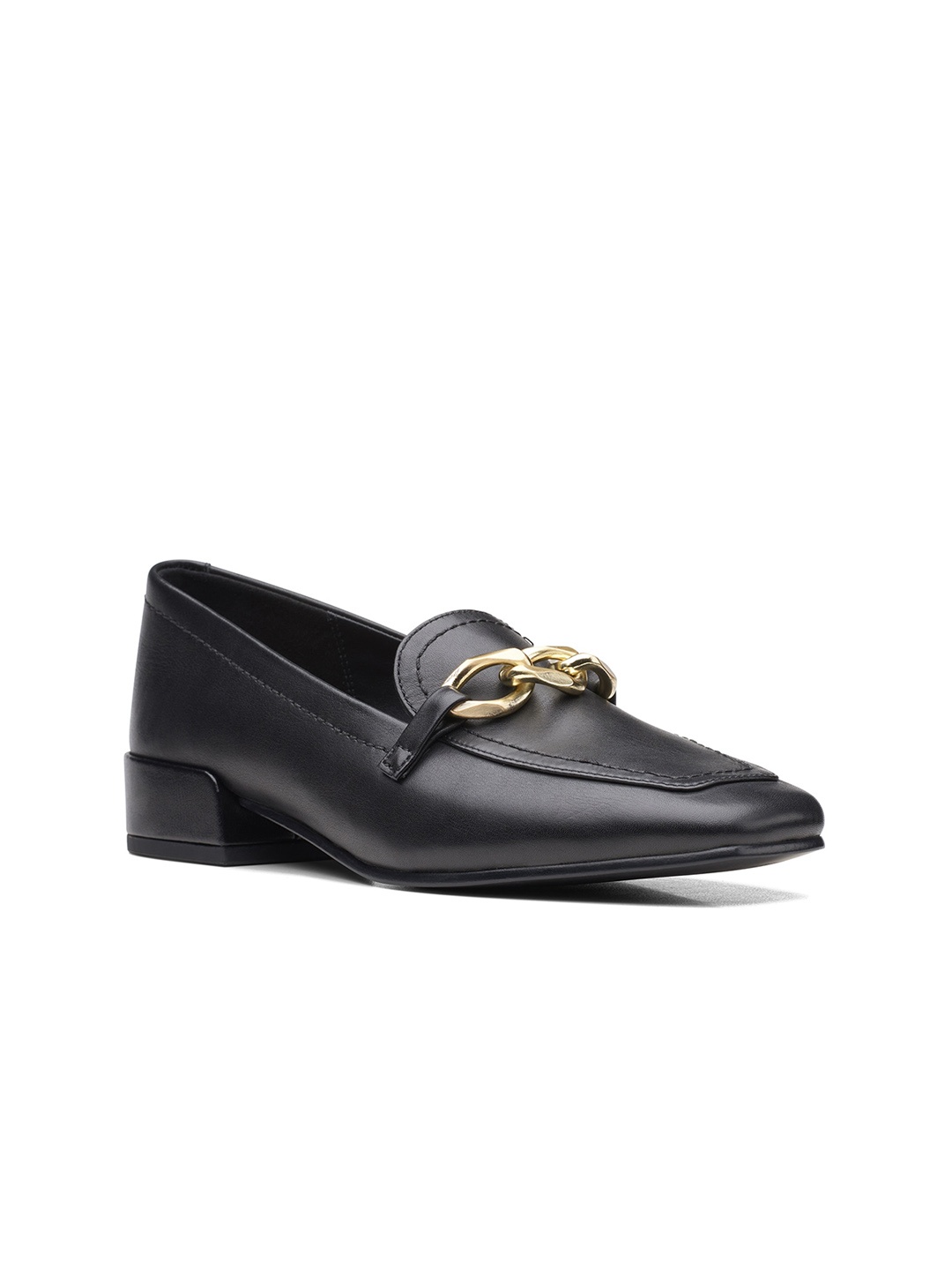 

Clarks Black Leather Block Pumps