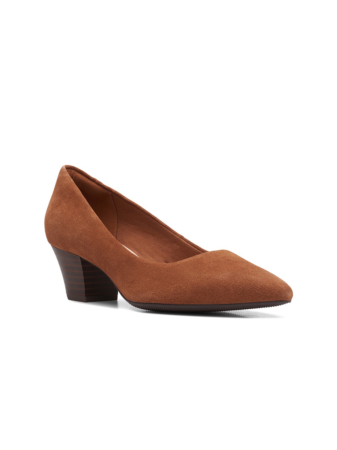 

Clarks Brown Textured Suede Block Pumps