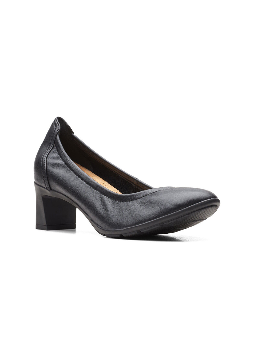 

Clarks Black Leather Block Pumps
