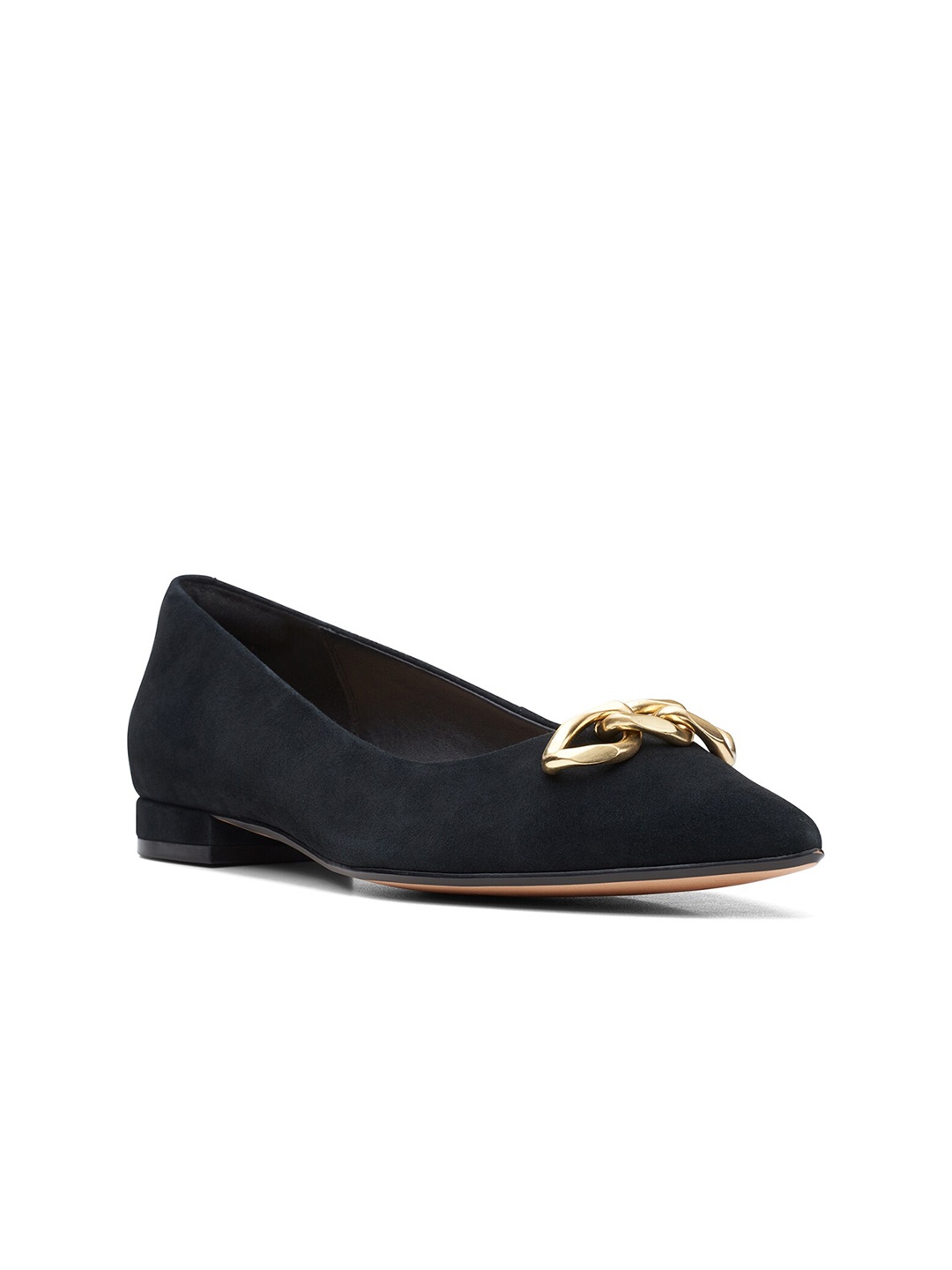 

Clarks Black Suede Block Pumps