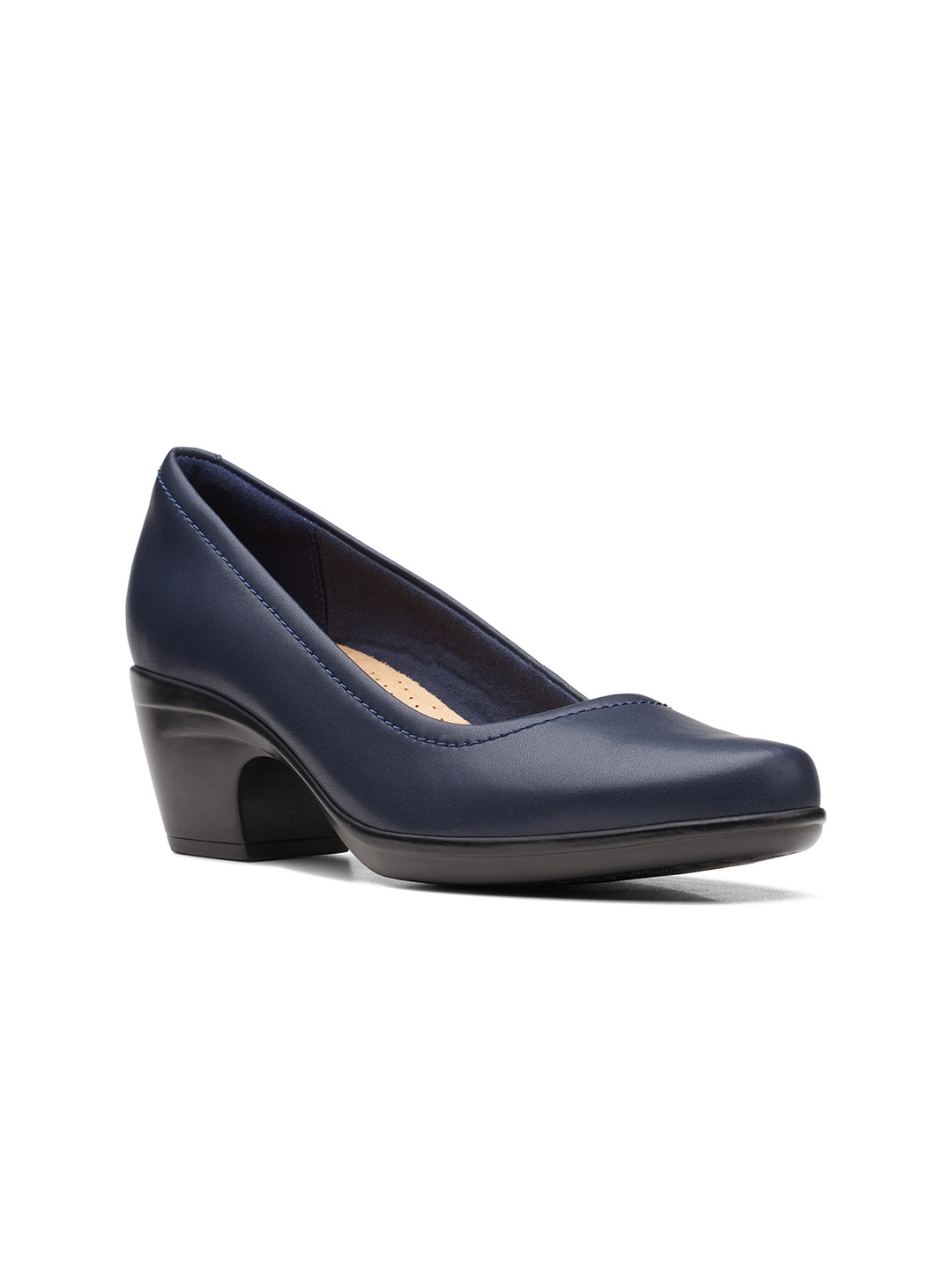 

Clarks Leather Work Block Pumps, Navy blue