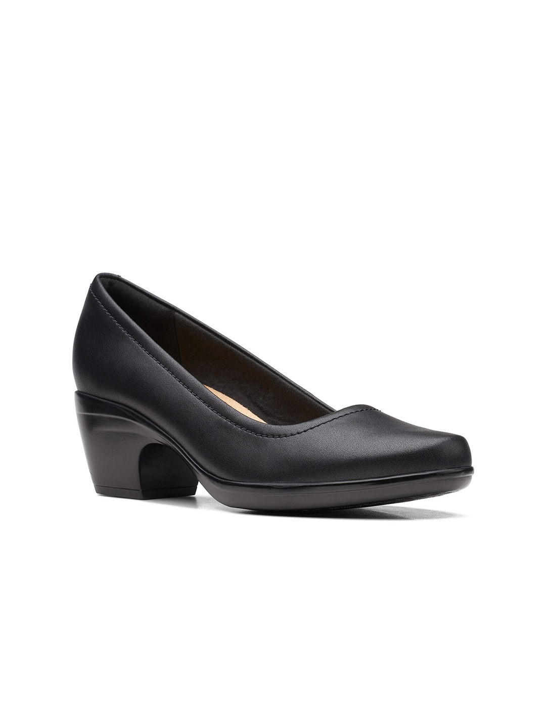 

Clarks Black Leather Block Pumps