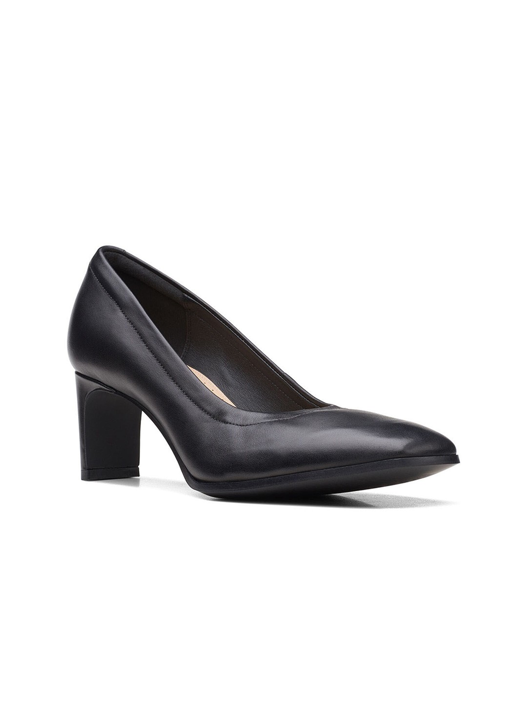 

Clarks Black Leather Block Pumps