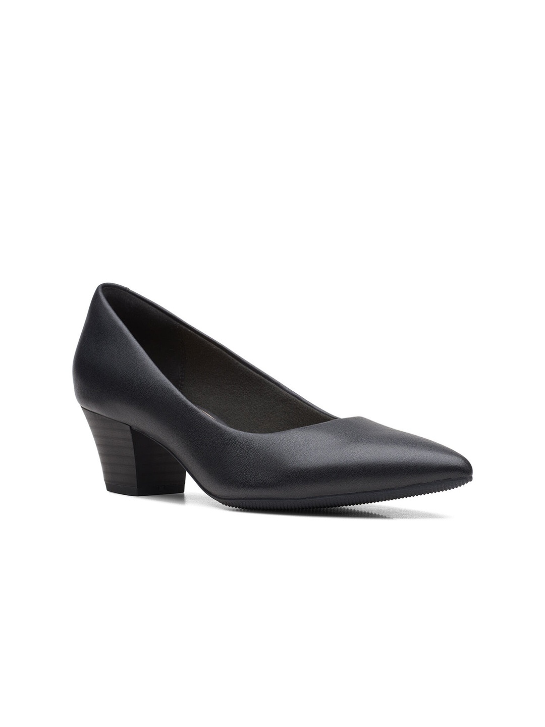 

Clarks Black Leather Block Pumps