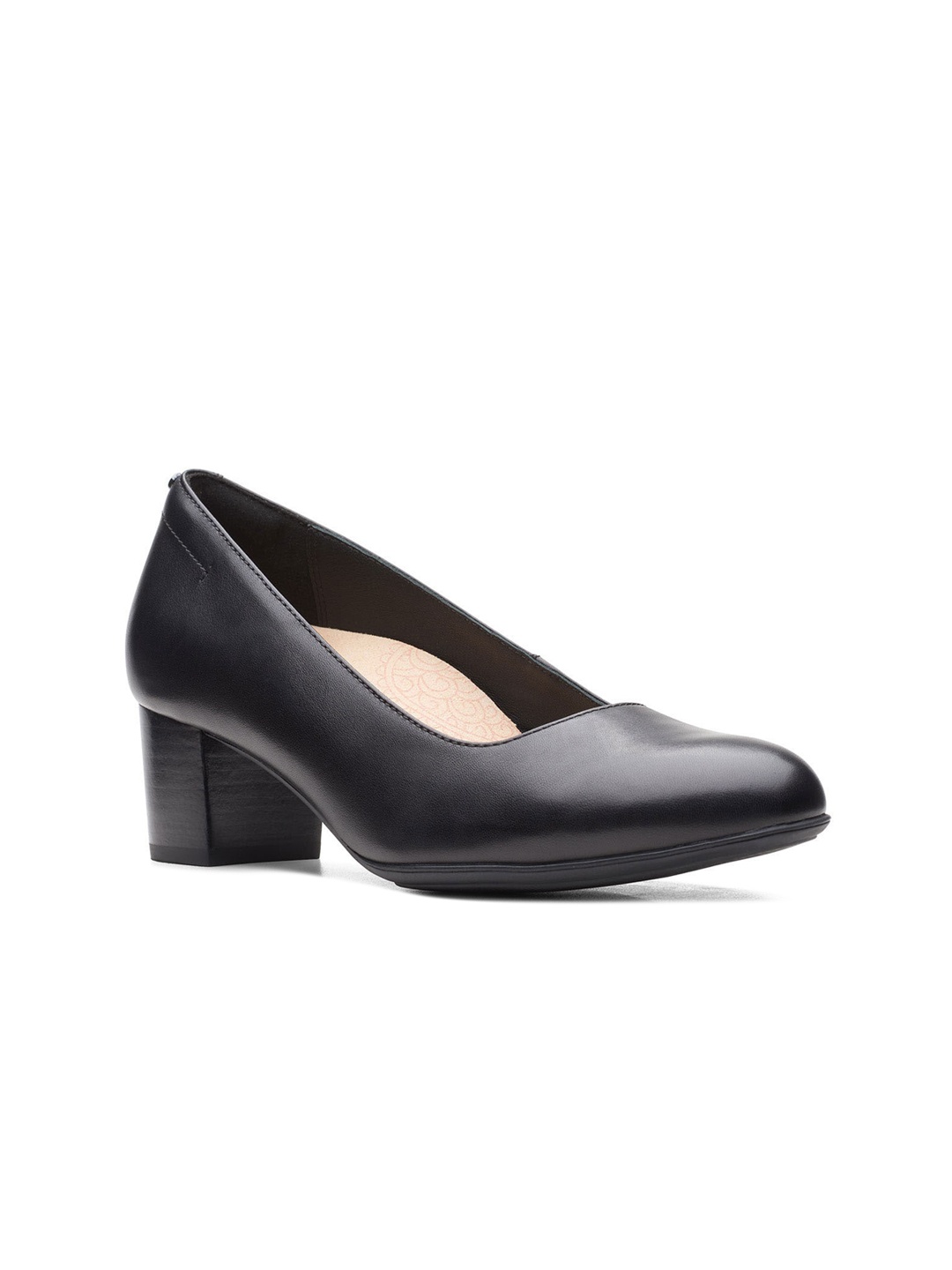 

Clarks Black Leather Block Pumps